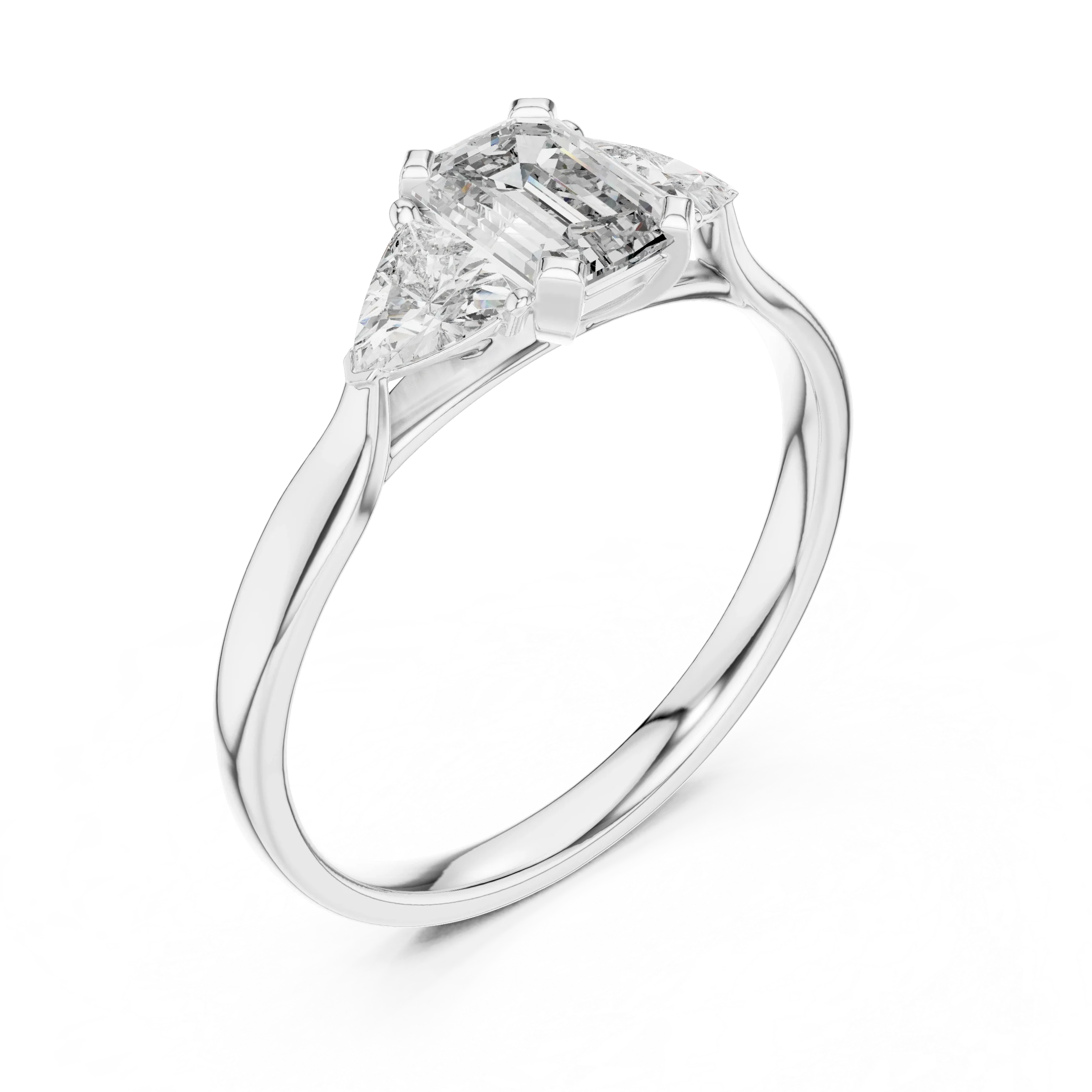 Elysian Trio Emerald Diamond Ring
