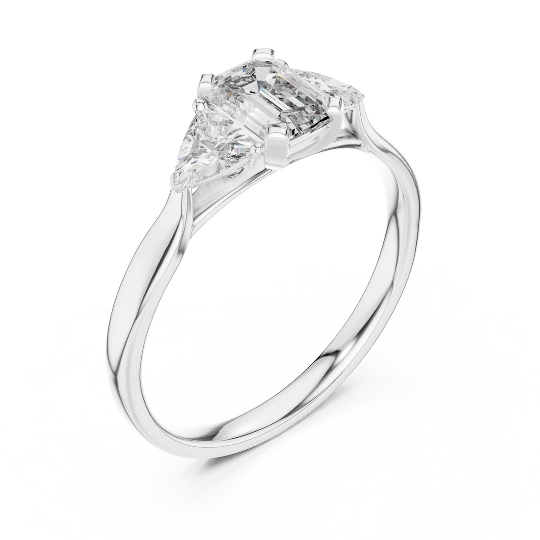 Elysian Trio Emerald Diamond Ring