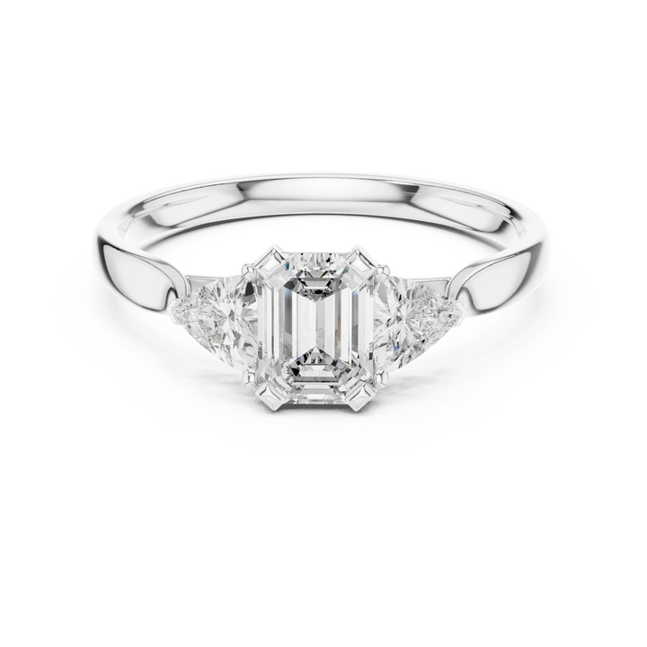 Elysian Trio Emerald Diamond Ring