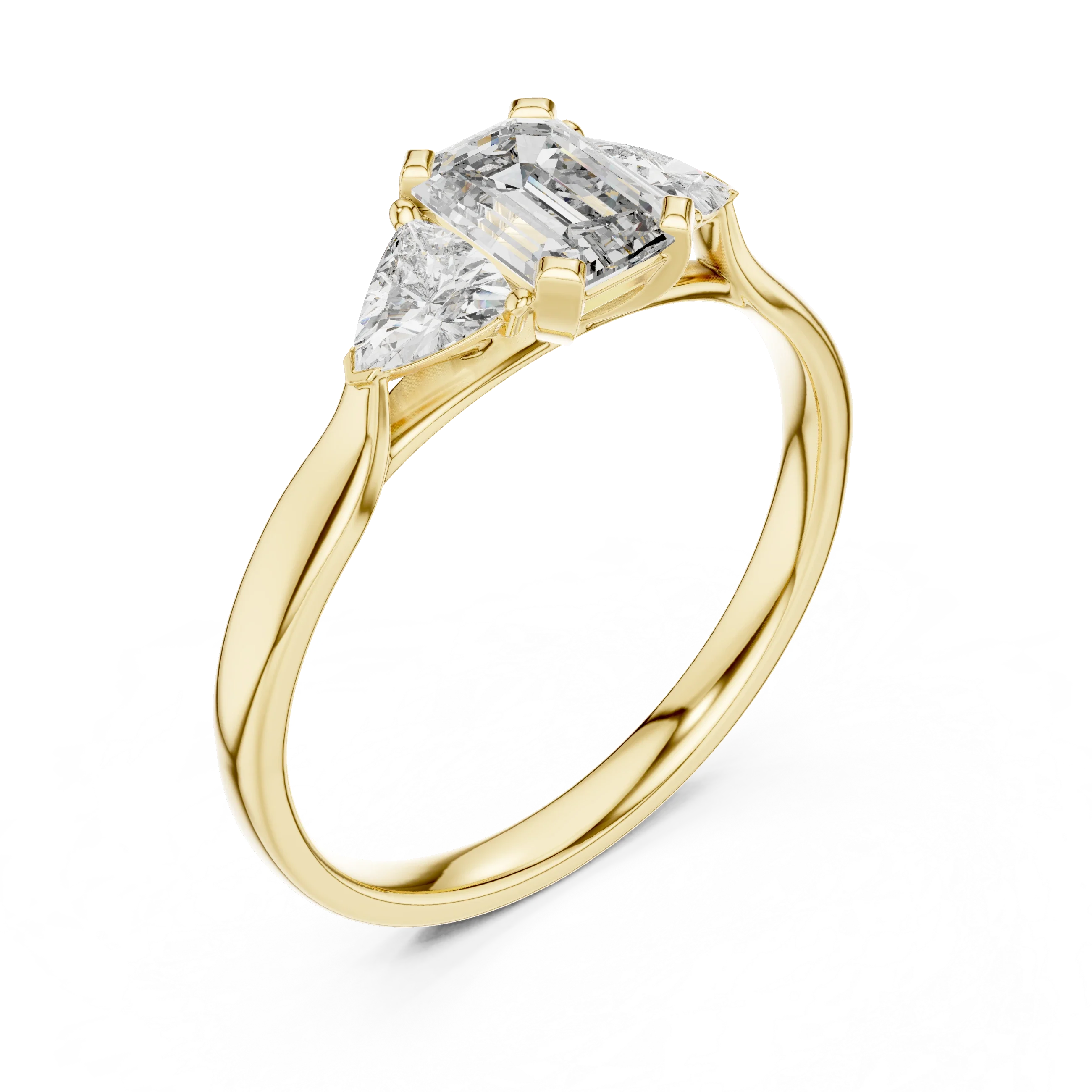 Elysian Trio Emerald Diamond Ring