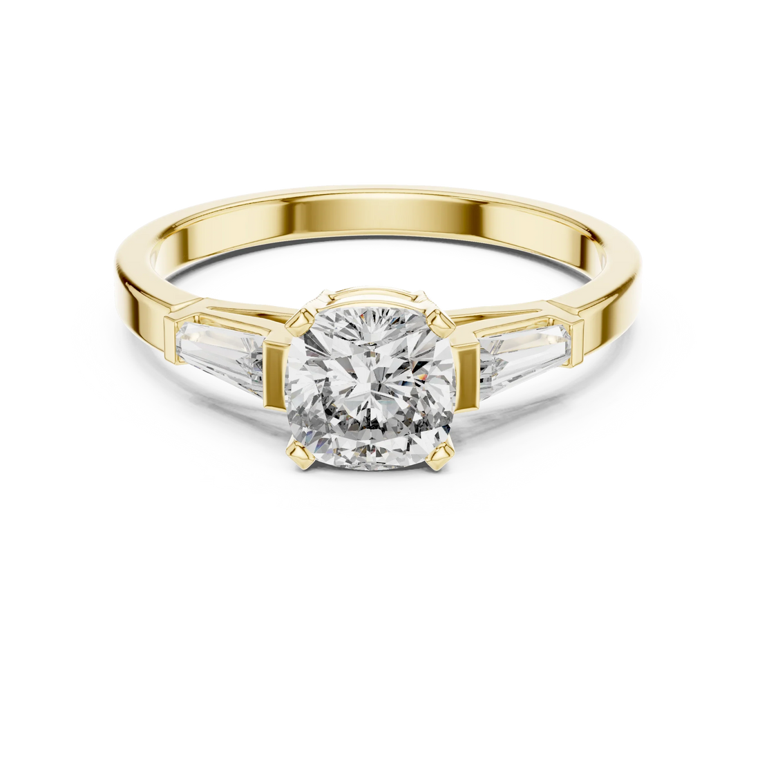 Three Stone Cushion Diamond Ring