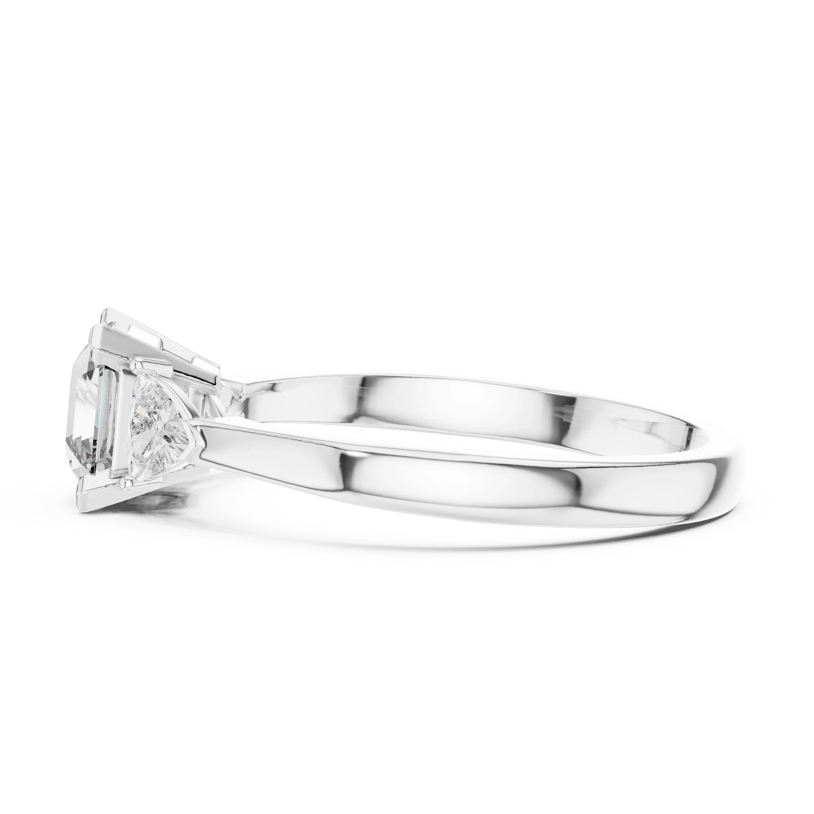 Three Stone Emerald Square Diamond Ring