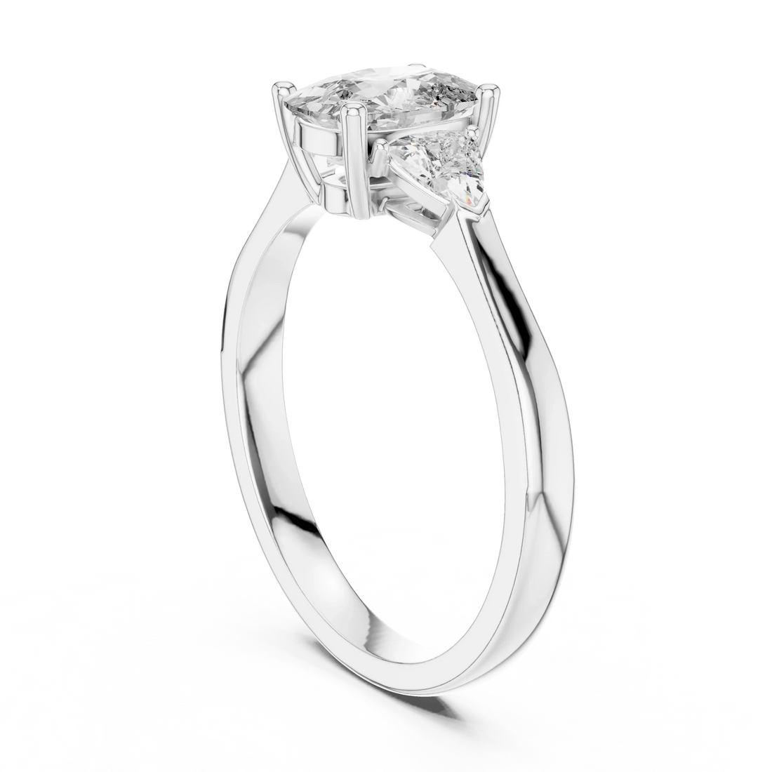 Trillion Cushion Diamond Engagement Ring