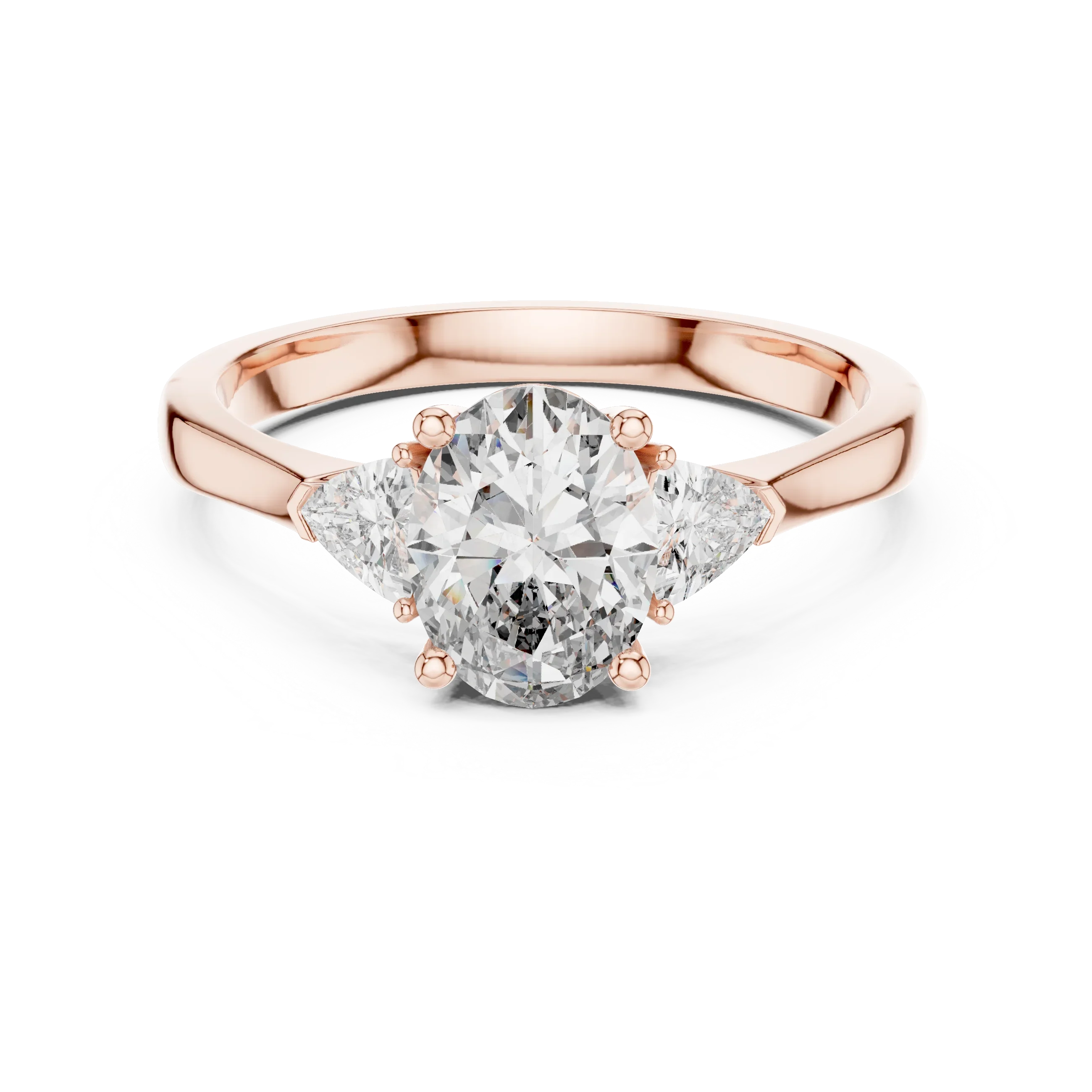 Trillion Side Stone Oval Diamond Engagement Ring
