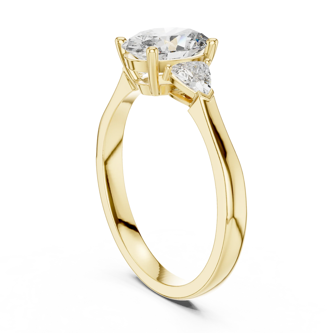 Trillion Side Stone Oval Diamond Engagement Ring