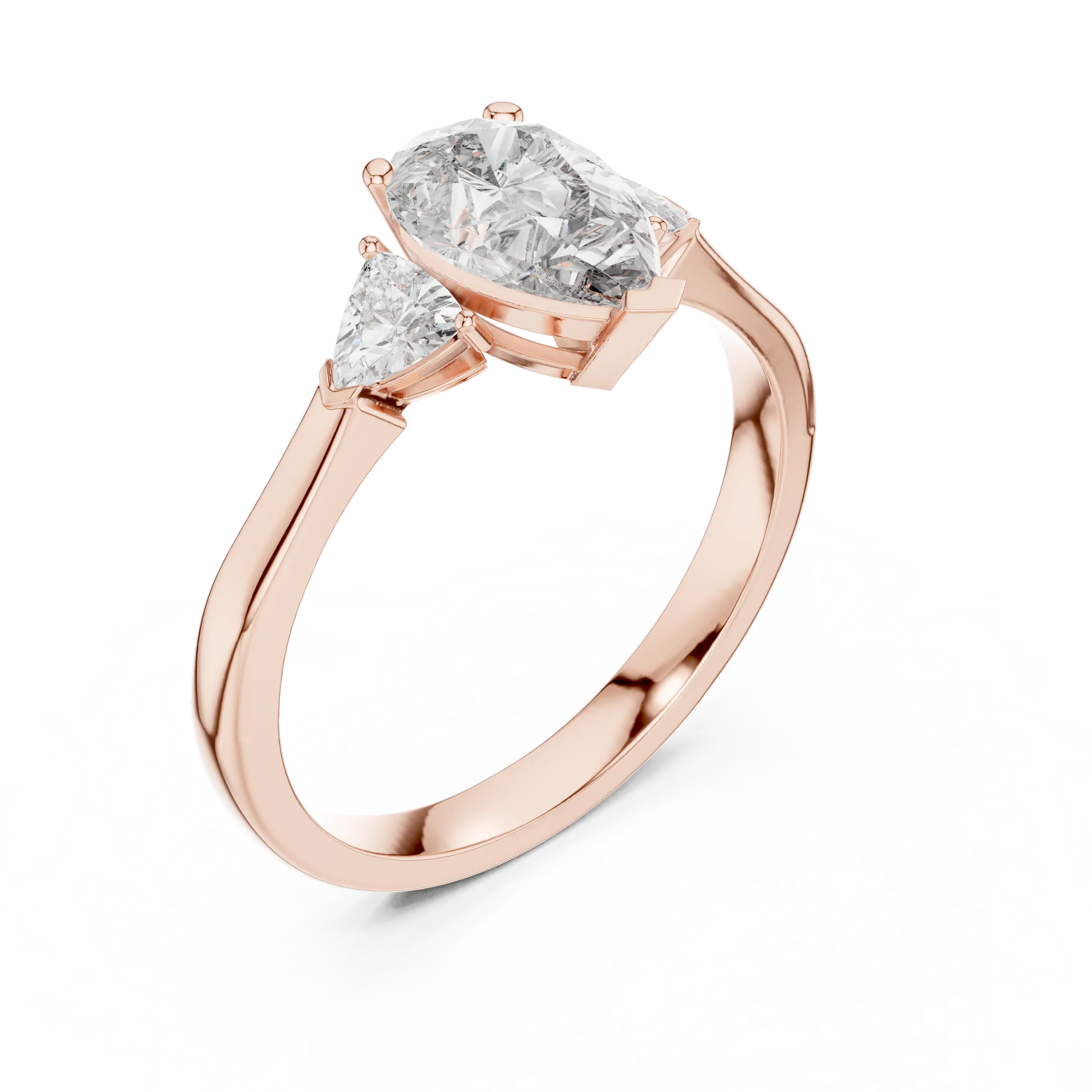 Pear Three Stone Diamond Engagement Ring
