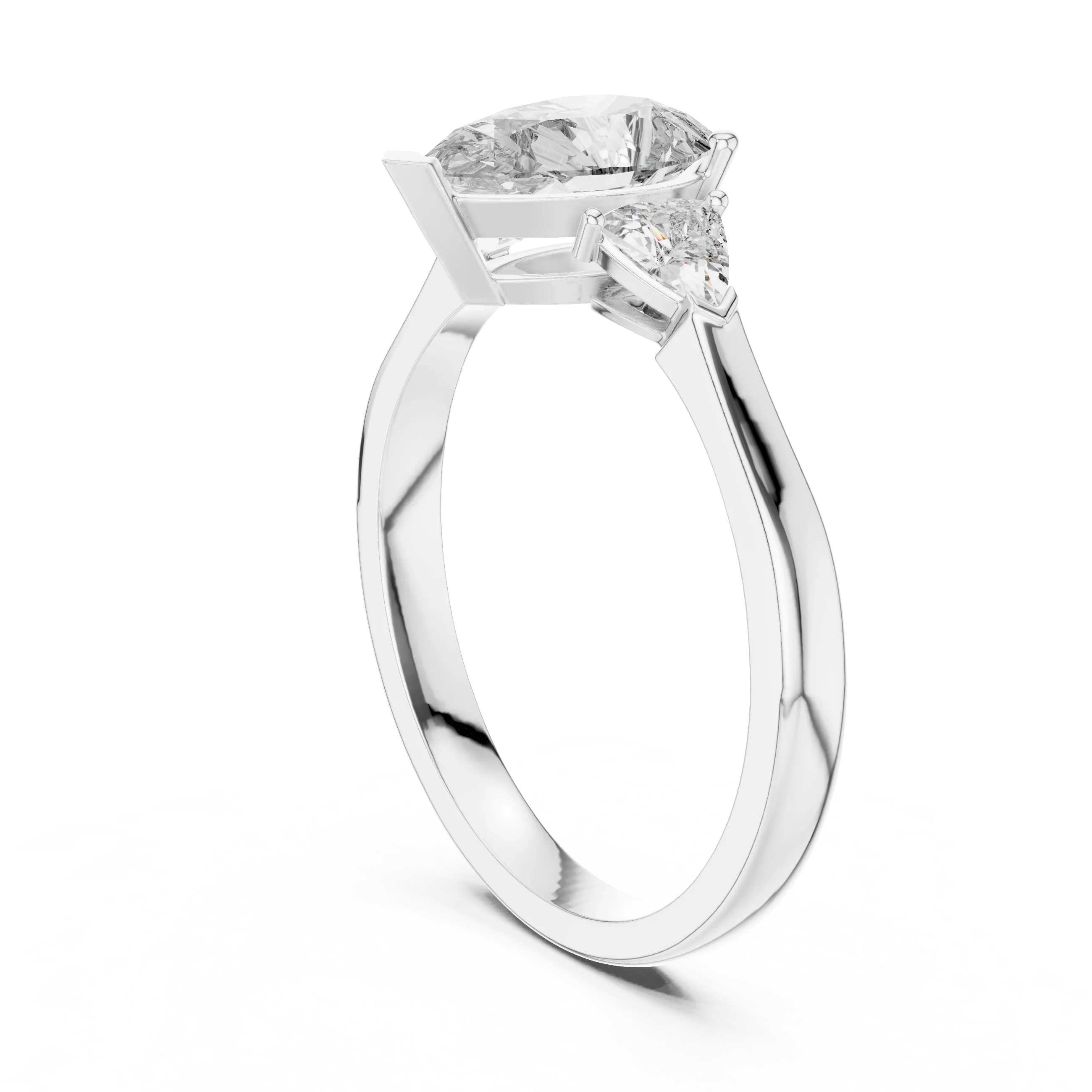 Pear Three Stone Diamond Engagement Ring