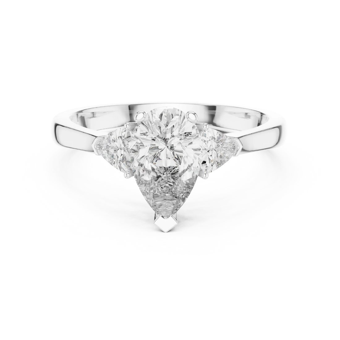 Pear Three Stone Diamond Engagement Ring