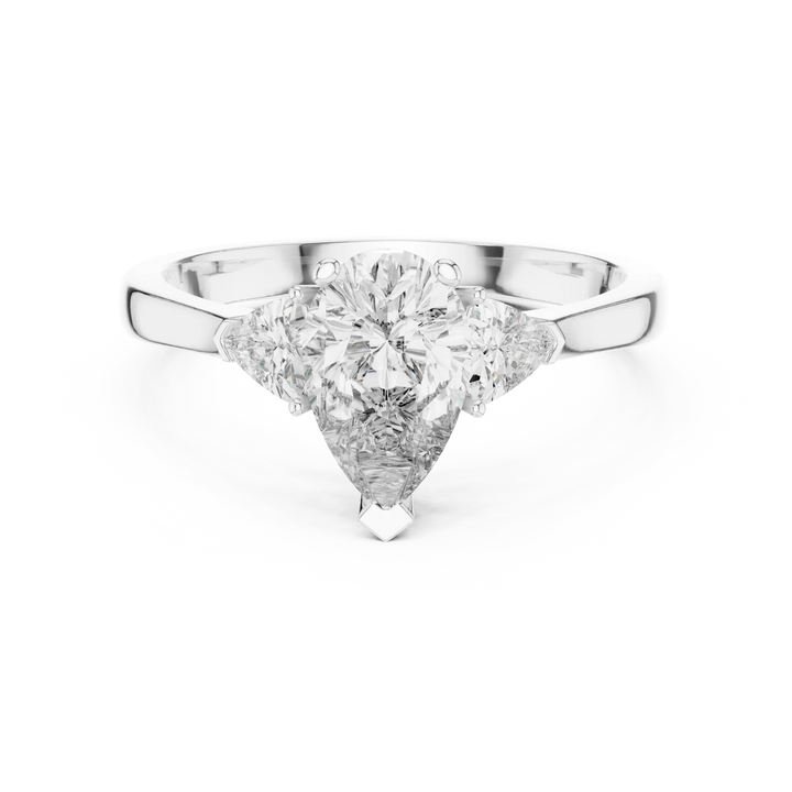 Pear Three Stone Diamond Engagement Ring