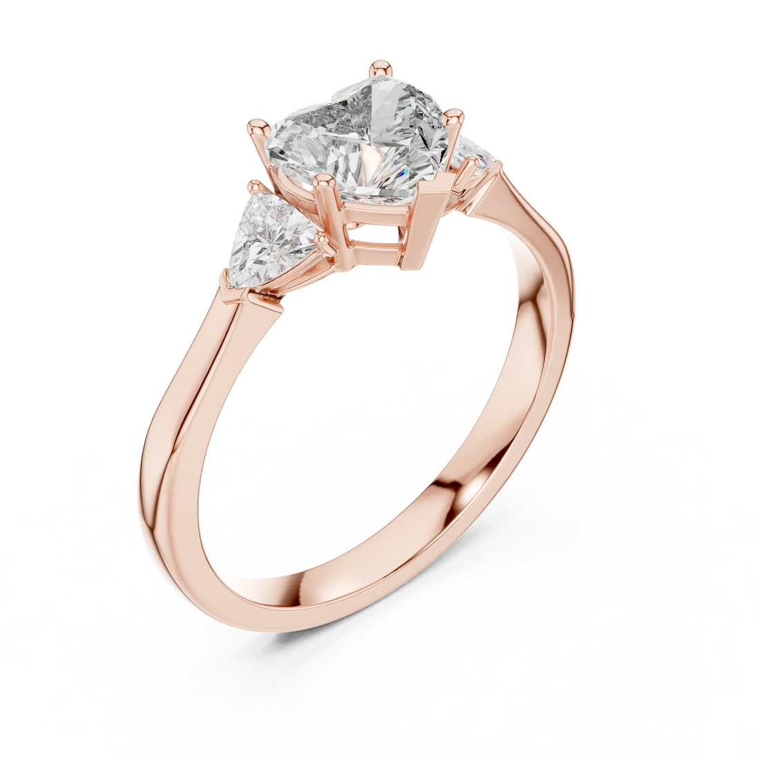 Heart Diamond Three Stone Engagement Ring