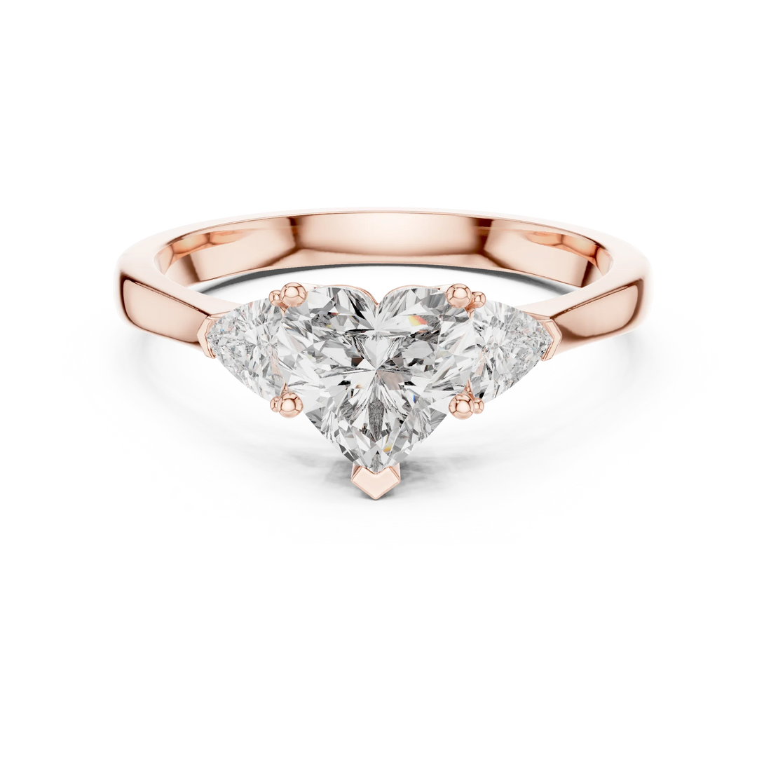 Heart Diamond Three Stone Engagement Ring