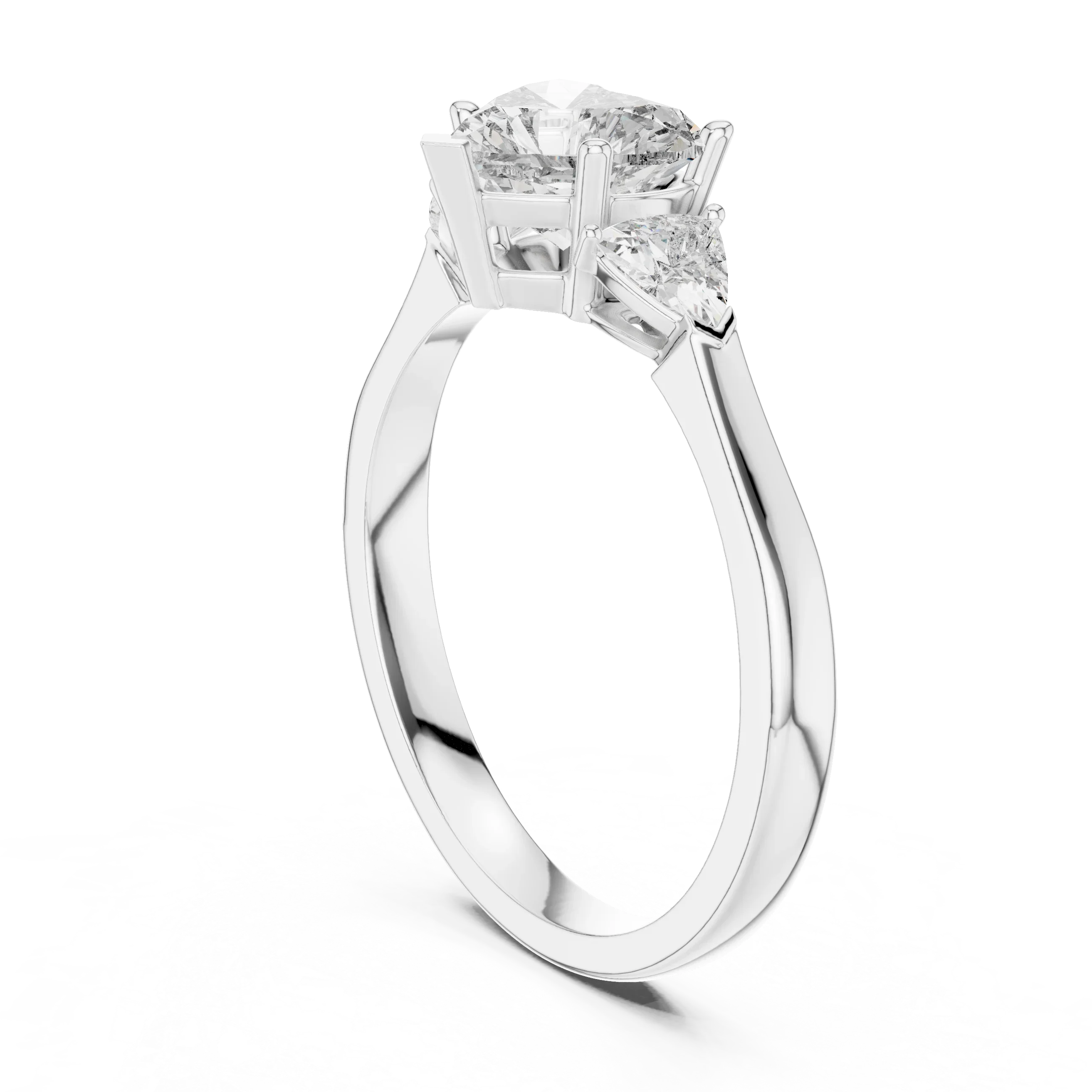 Heart Diamond Three Stone Engagement Ring