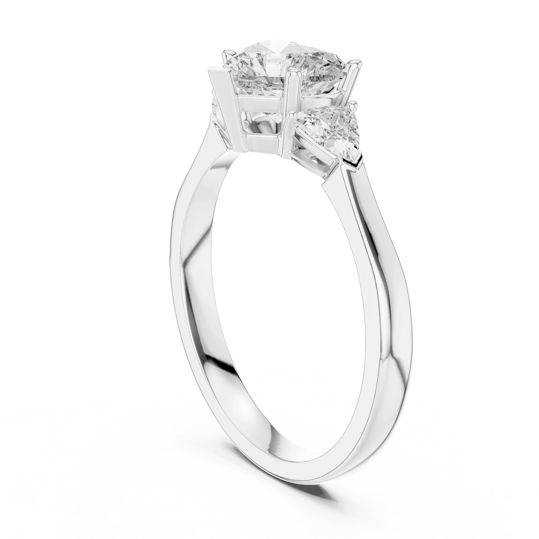 Heart Diamond Three Stone Engagement Ring