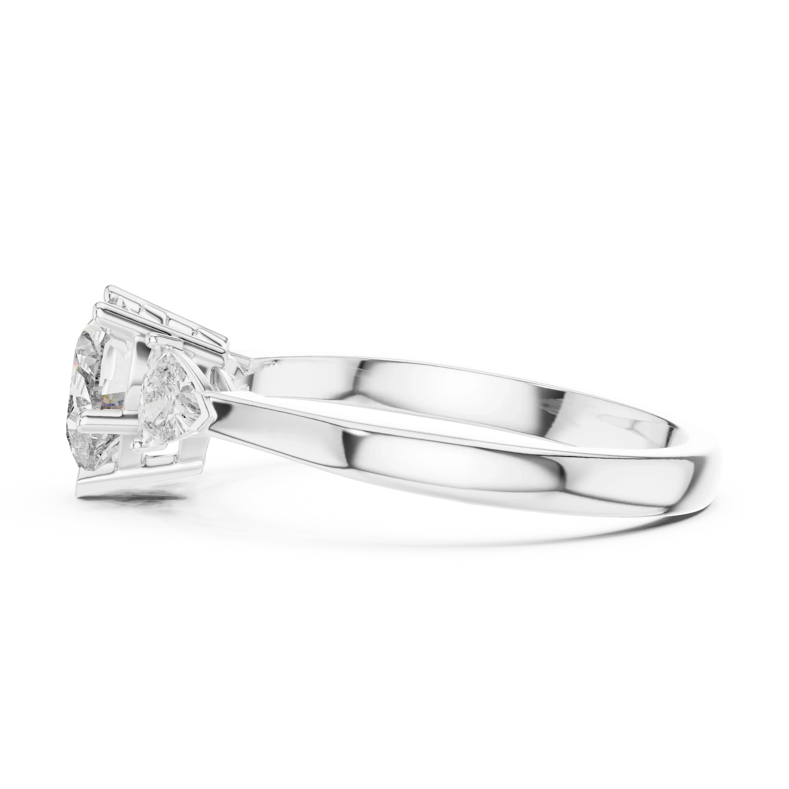 Heart Diamond Three Stone Engagement Ring