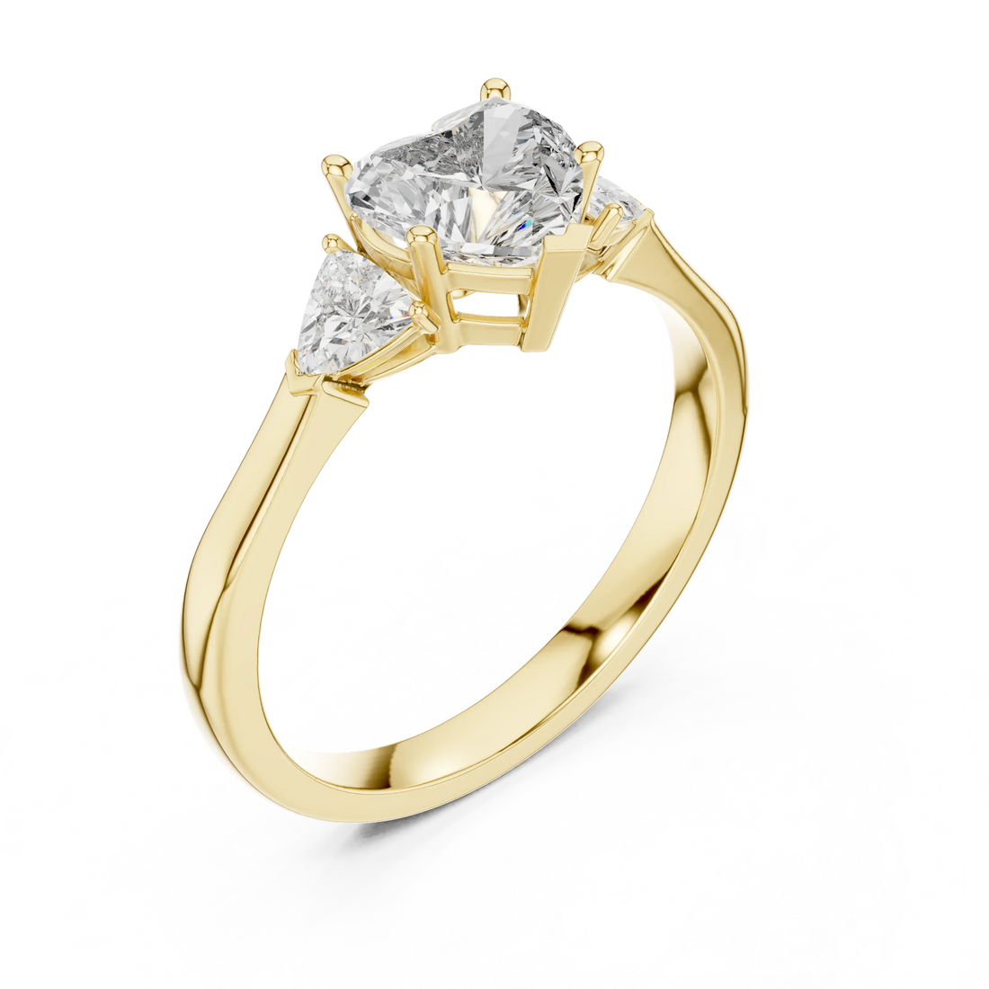 Heart Diamond Three Stone Engagement Ring