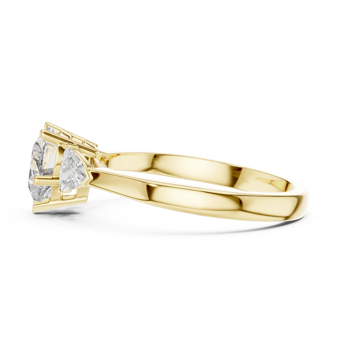 Heart Diamond Three Stone Engagement Ring