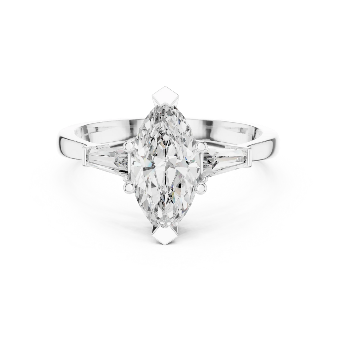 Marquise Diamond Three Stone Engagement Ring