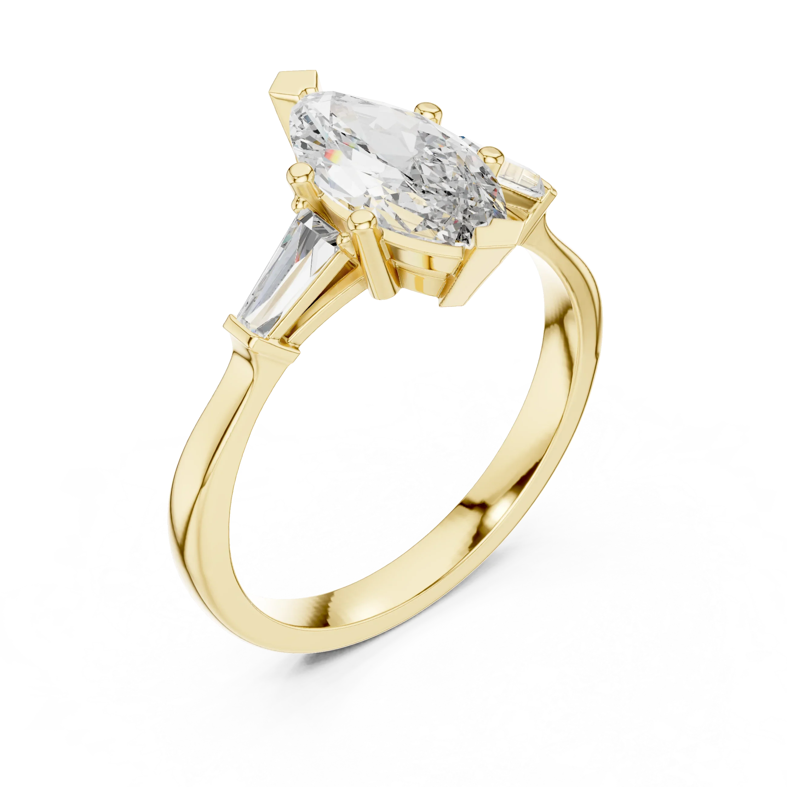 Marquise Diamond Three Stone Engagement Ring