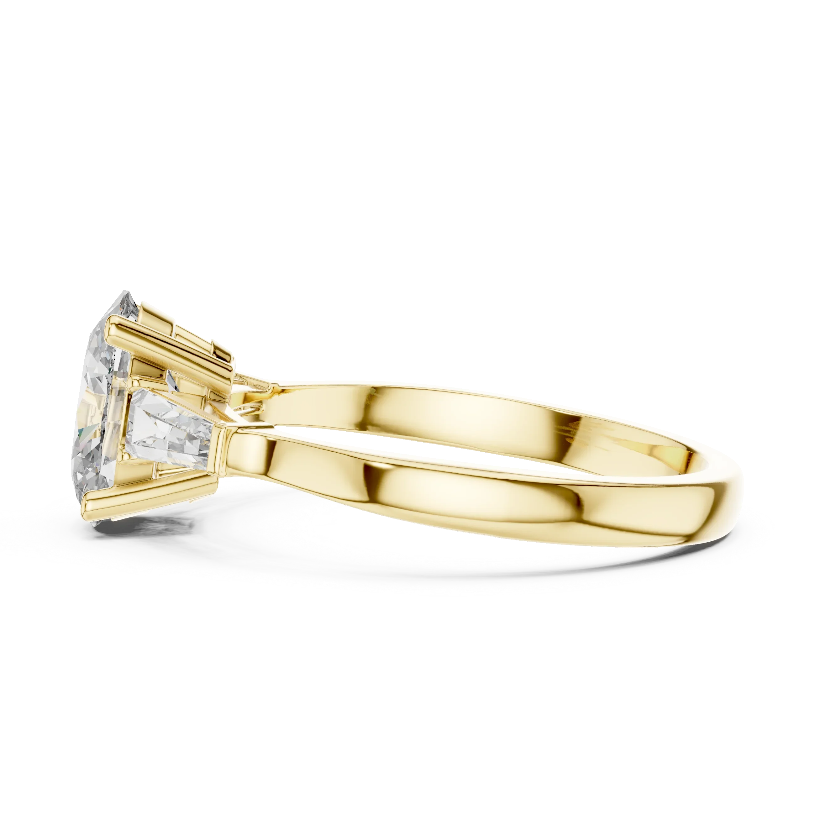Baguette Side Diamond Oval Shape Engagement Ring
