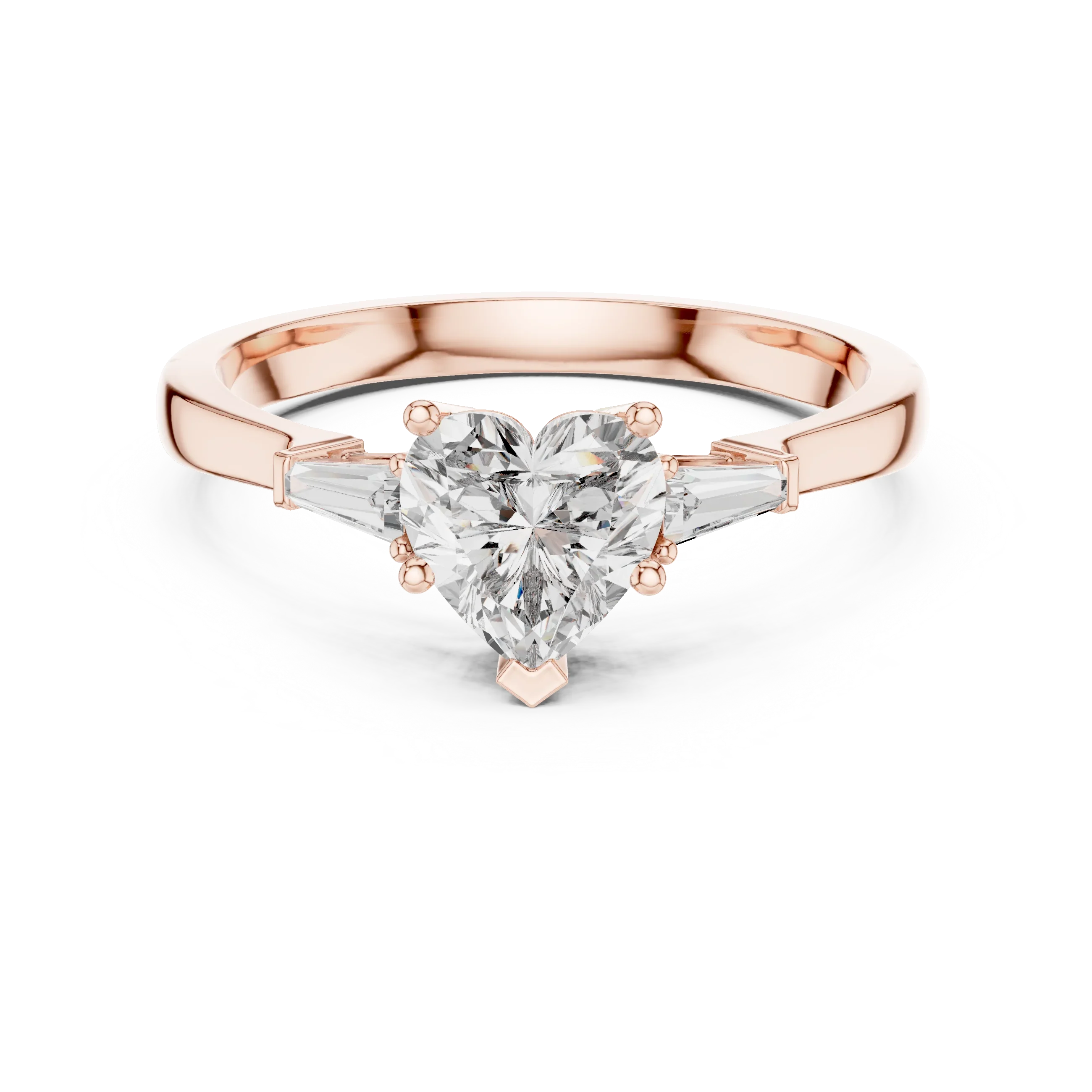 Baguette Side Diamond Heart Shape Engagement Ring