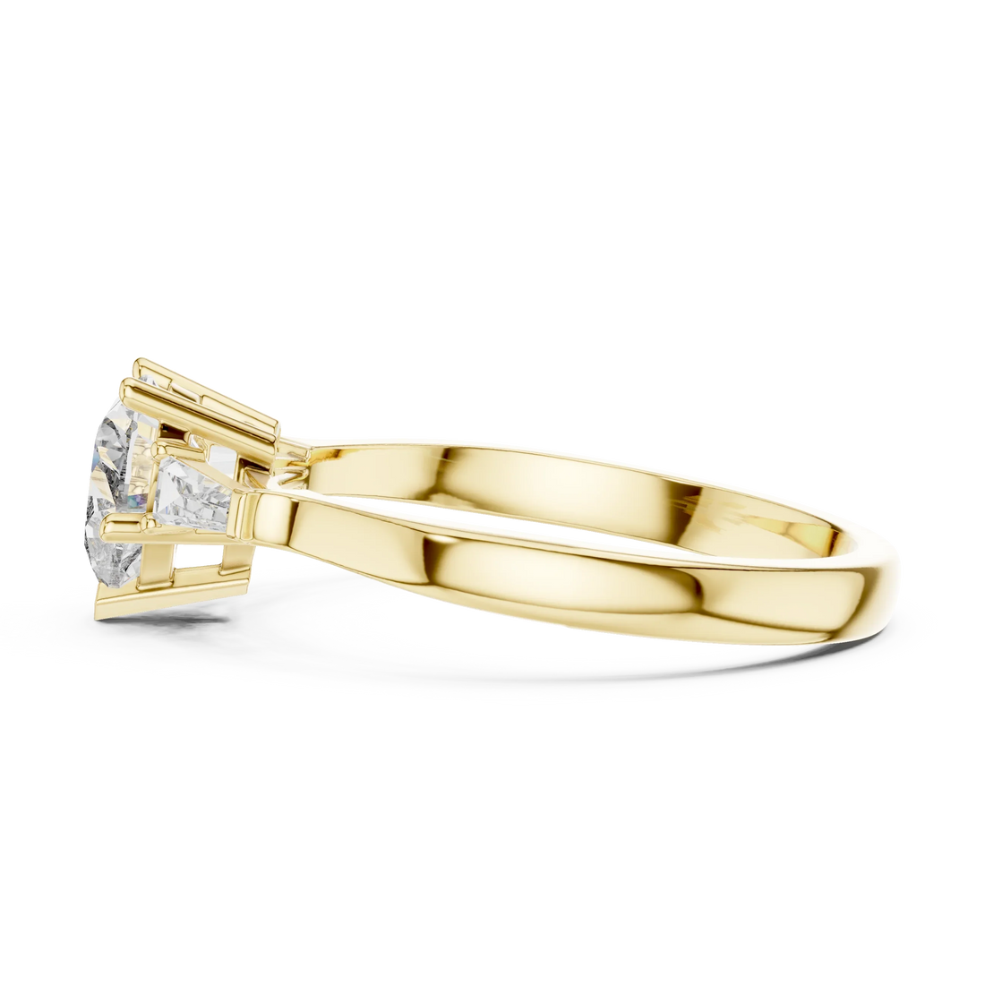 Baguette Side Diamond Heart Shape Engagement Ring