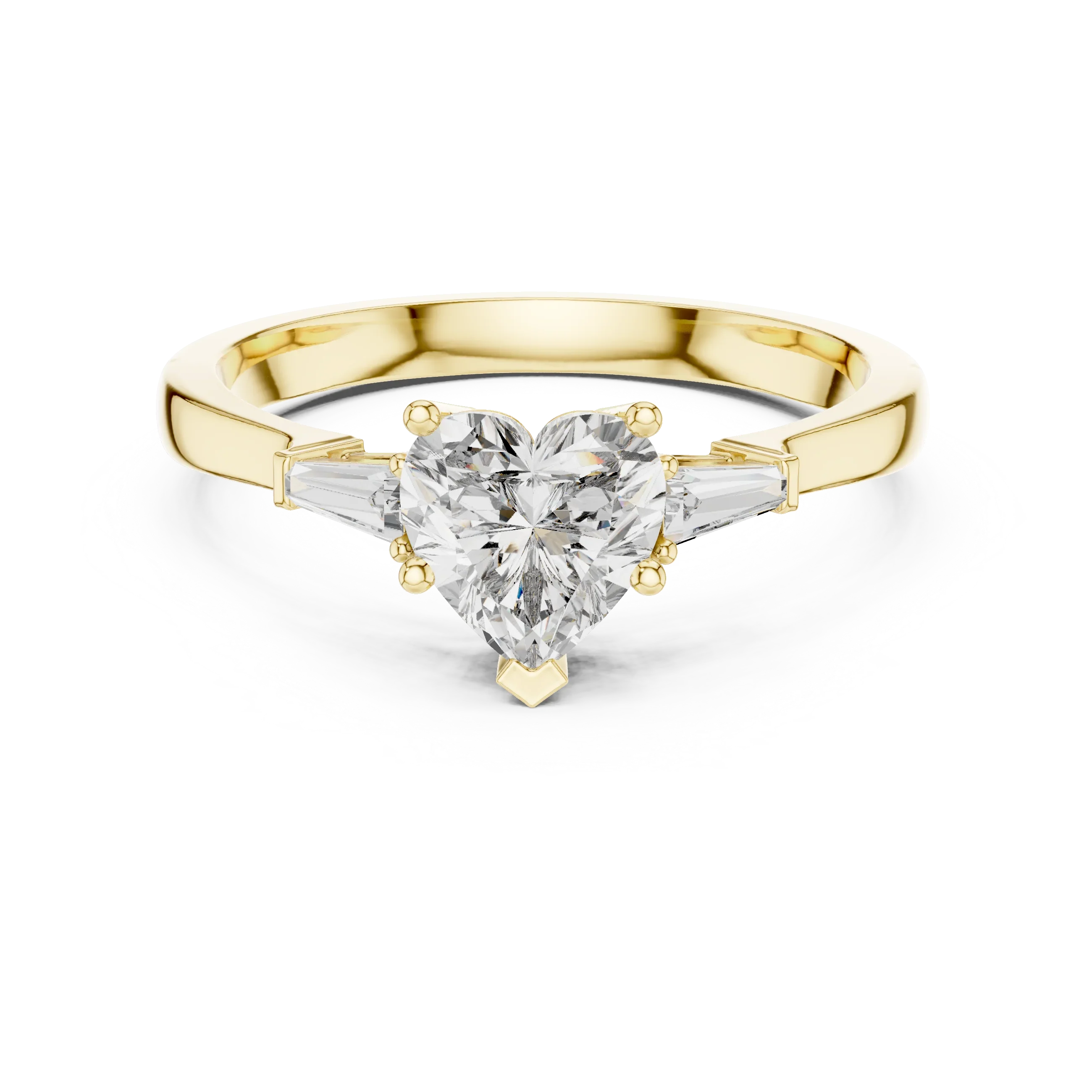 Baguette Side Diamond Heart Shape Engagement Ring
