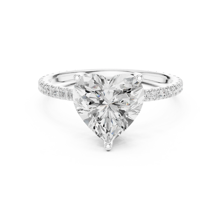 Heart Shape Diamond Pave Band Engagement Ring