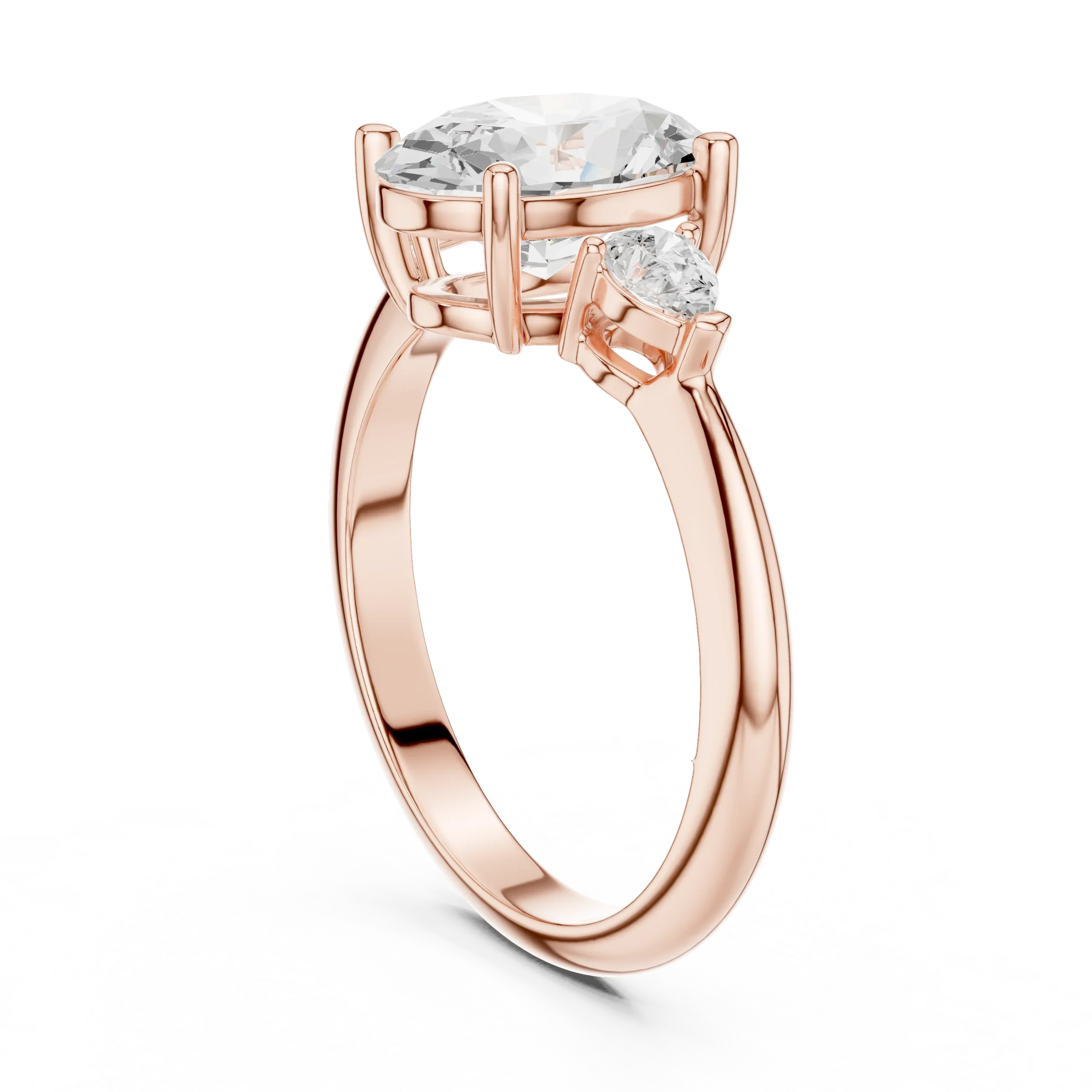 Oval Diamond Solitaire Engagement Ring with Hidden Side Accent