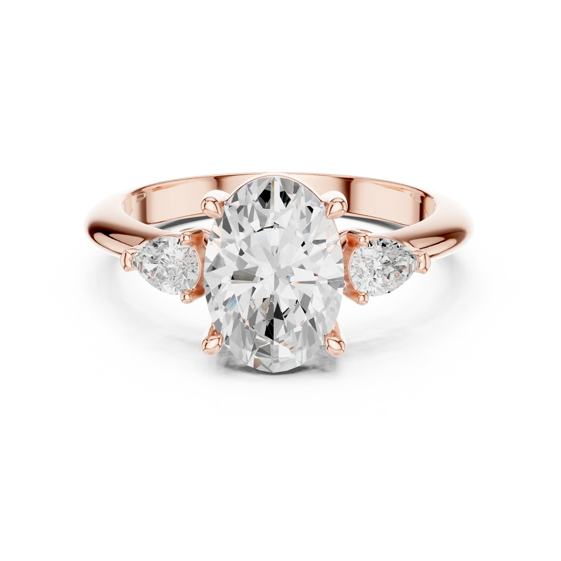 Oval Diamond Solitaire Engagement Ring with Hidden Side Accent