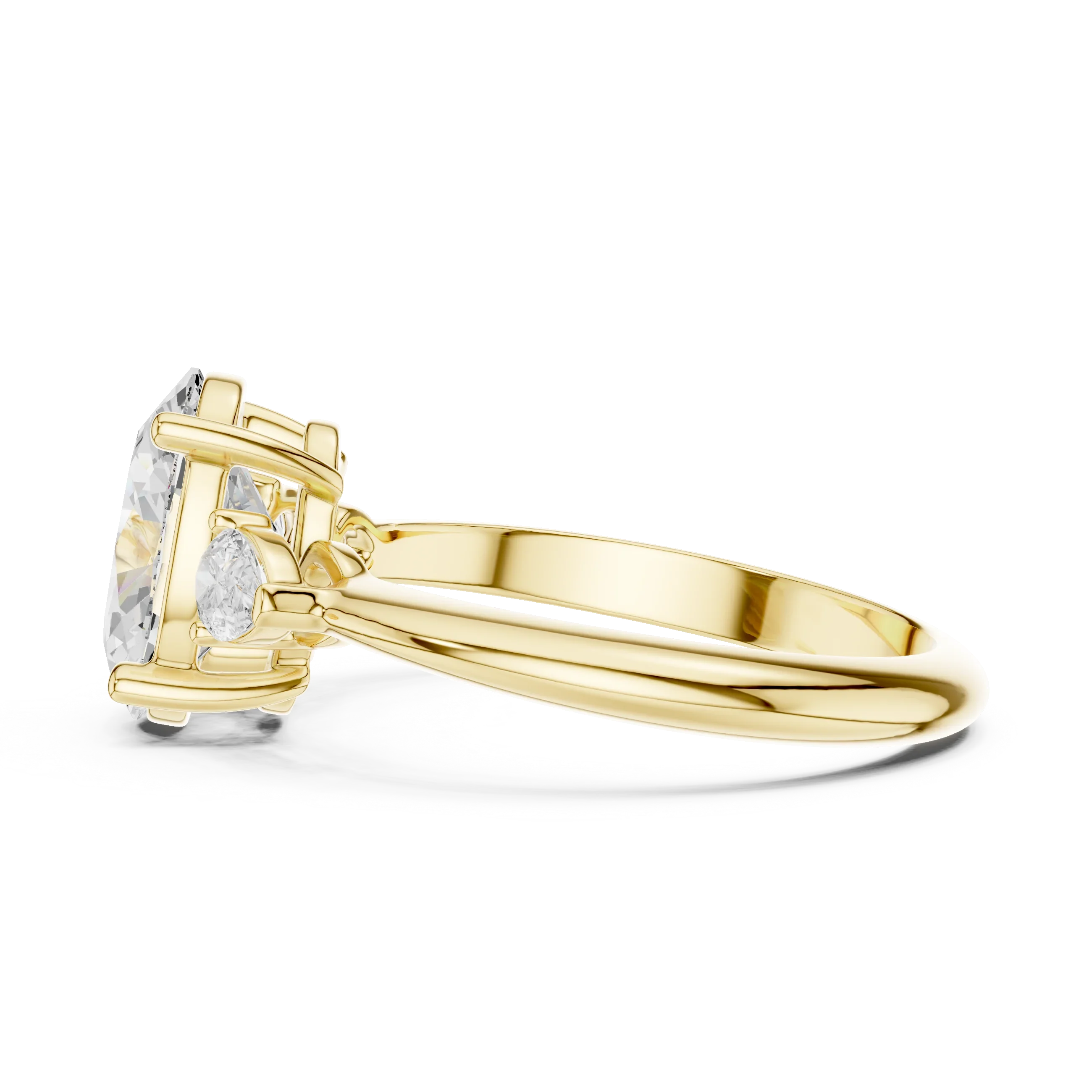 Oval Diamond Solitaire Engagement Ring with Hidden Side Accent