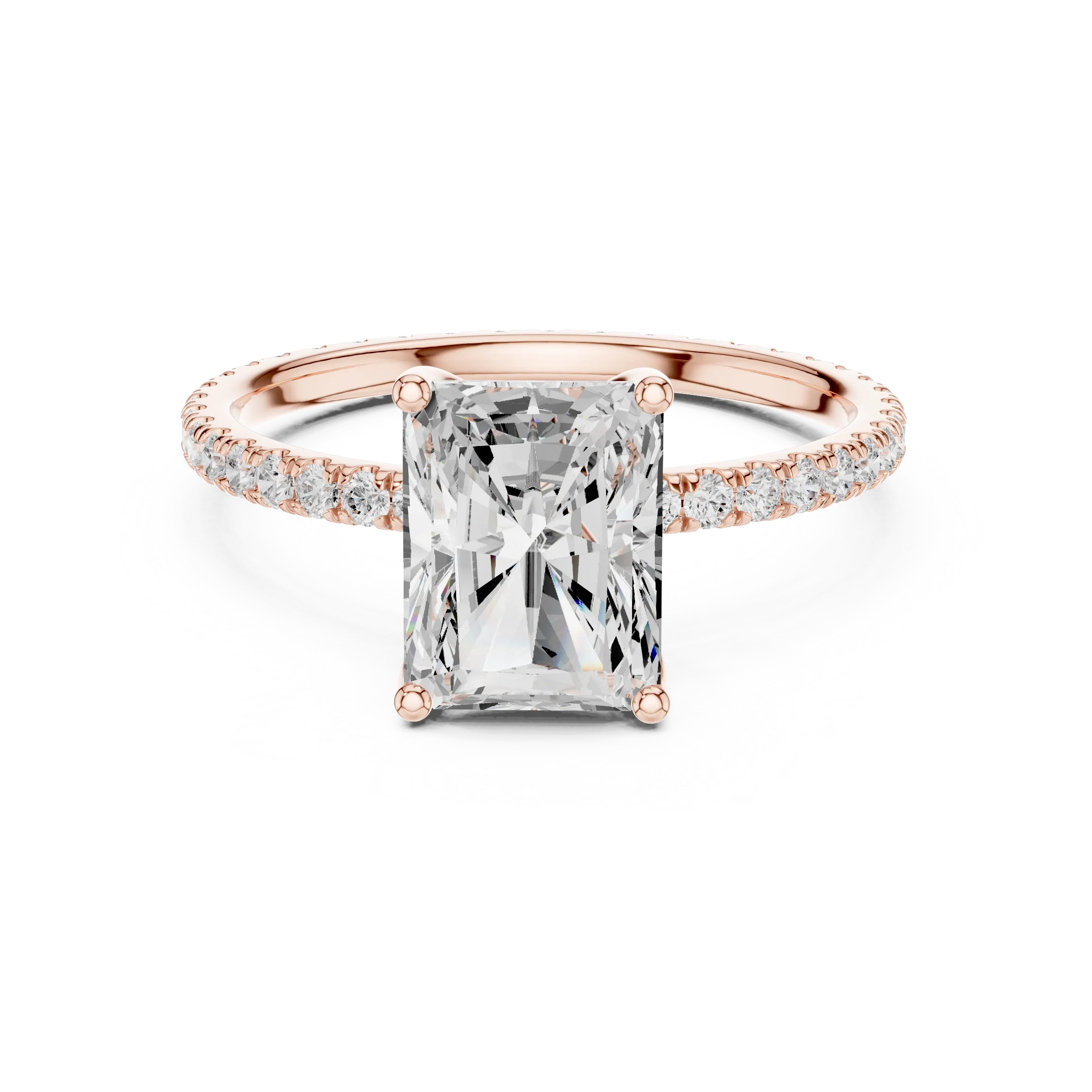 Radiant Shape Diamond Pave Band Engagement Ring