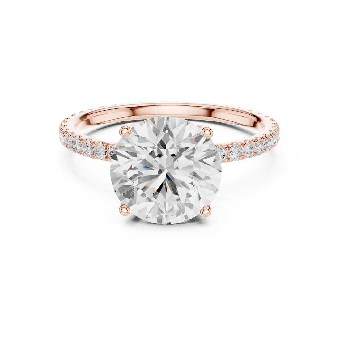 Round Shape Diamond Pave Band Engagement Ring