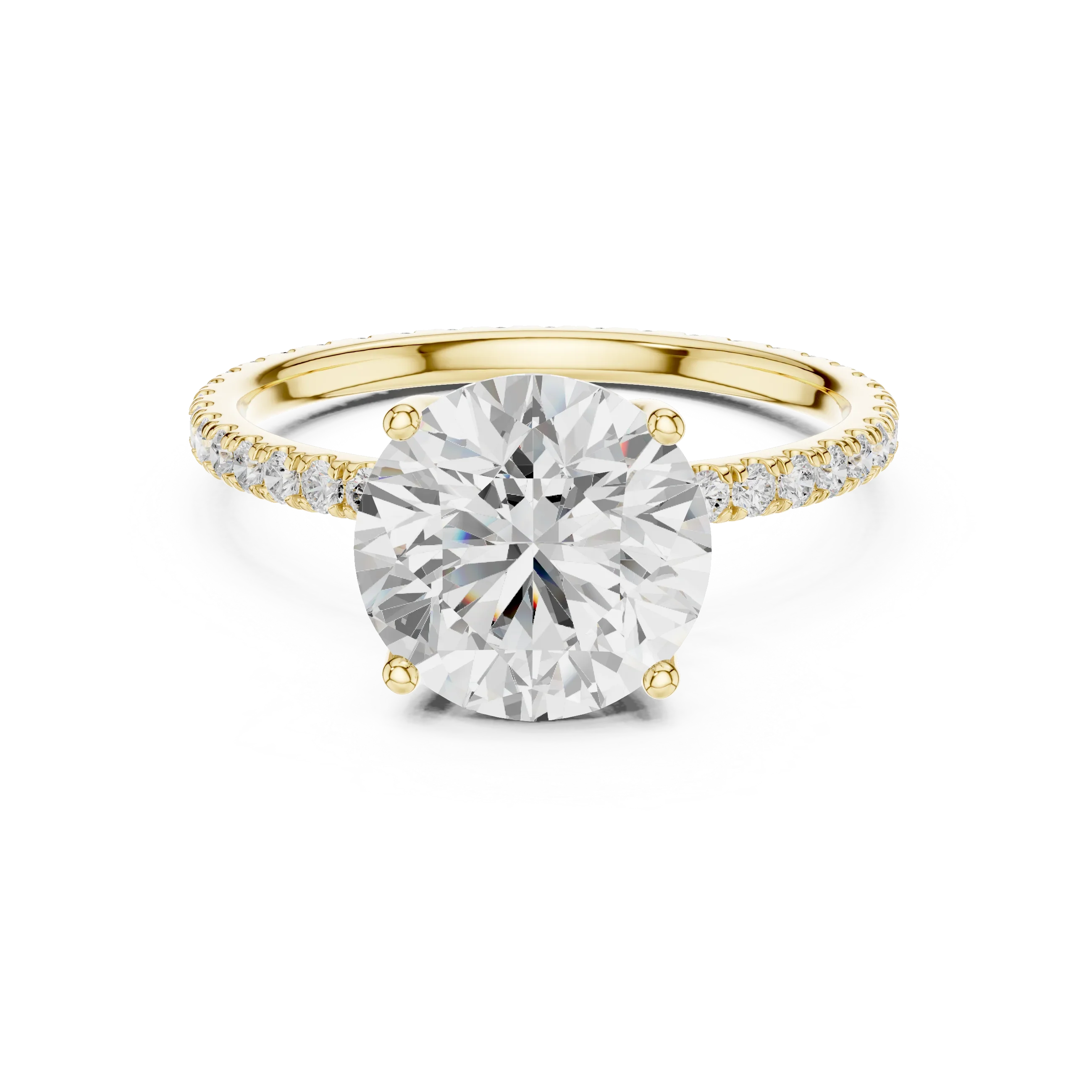 Round Shape Diamond Pave Band Engagement Ring