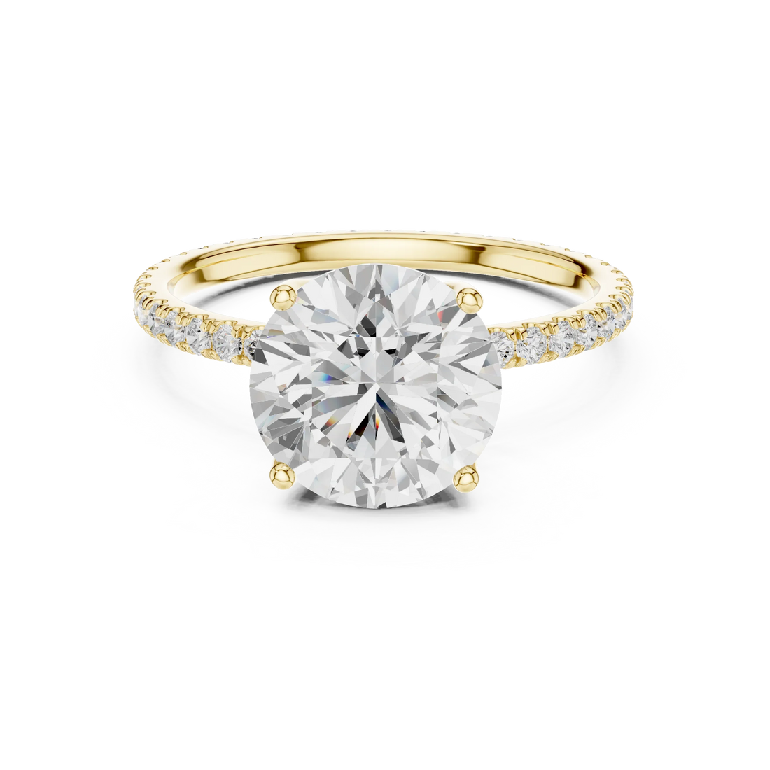 Round Shape Diamond Pave Band Engagement Ring