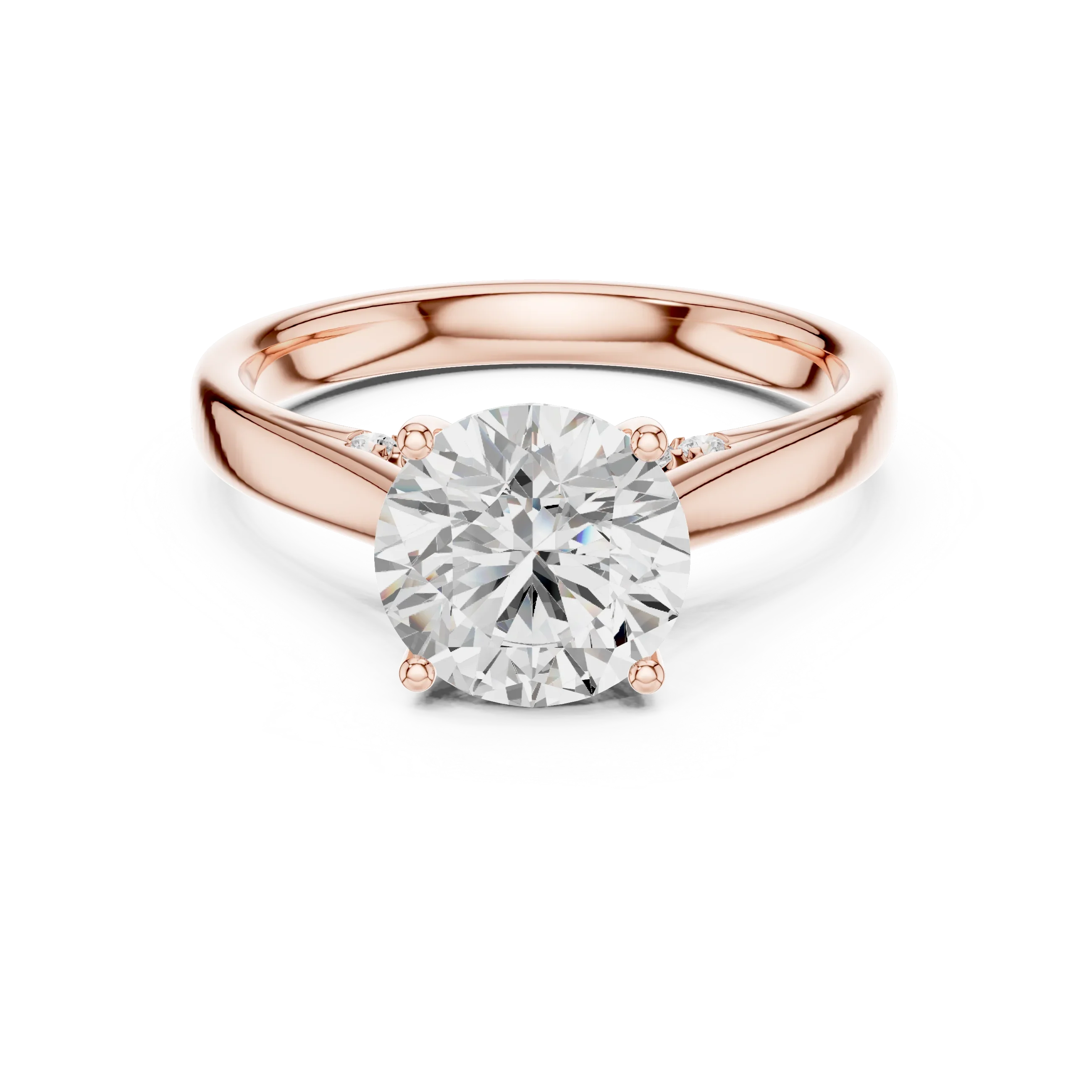 Round Cut Diamond Cathedral Pave Engagement Ring