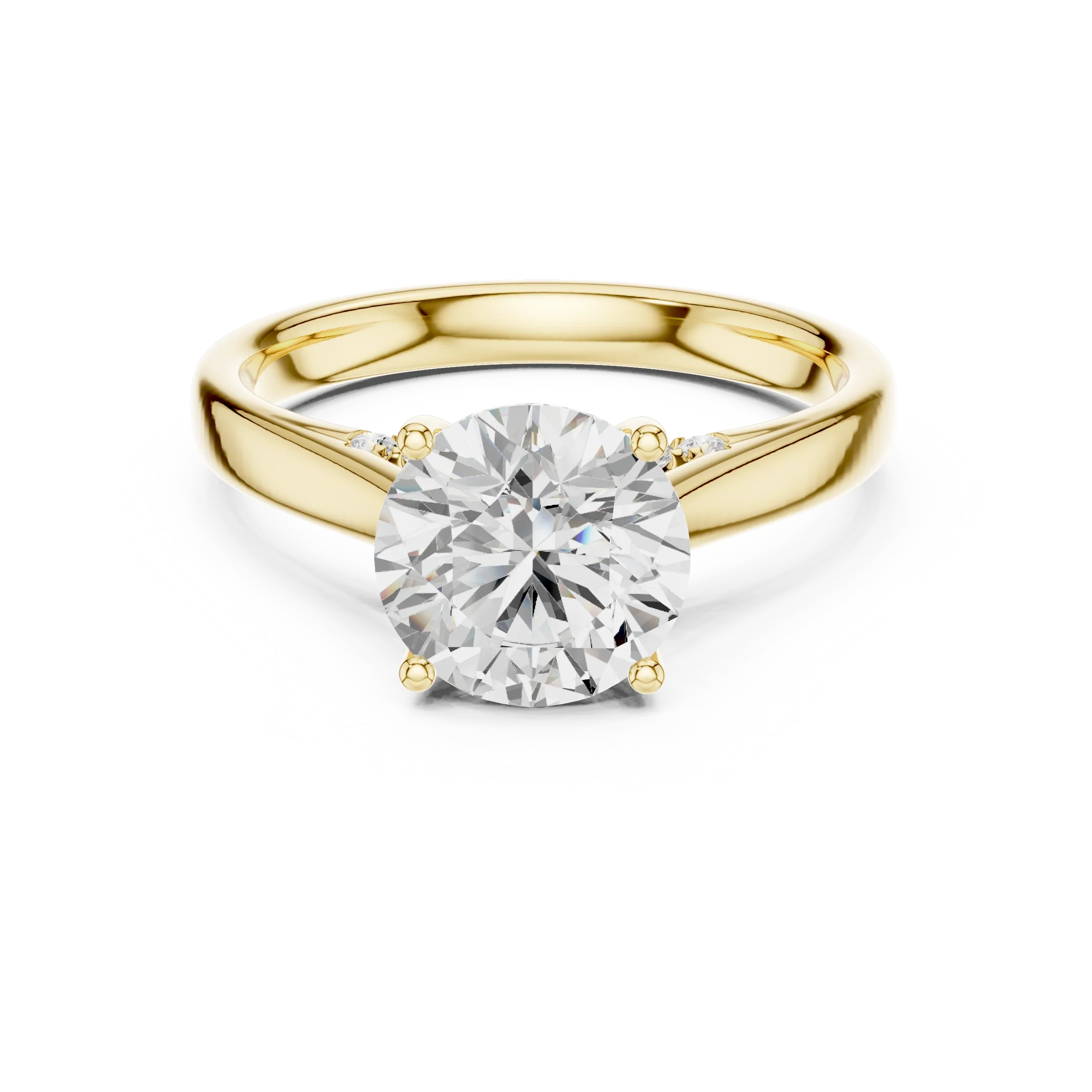 Round Cut Diamond Cathedral Pave Engagement Ring