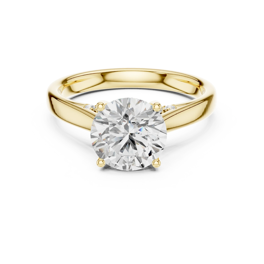 Round Cut Diamond Cathedral Pave Engagement Ring