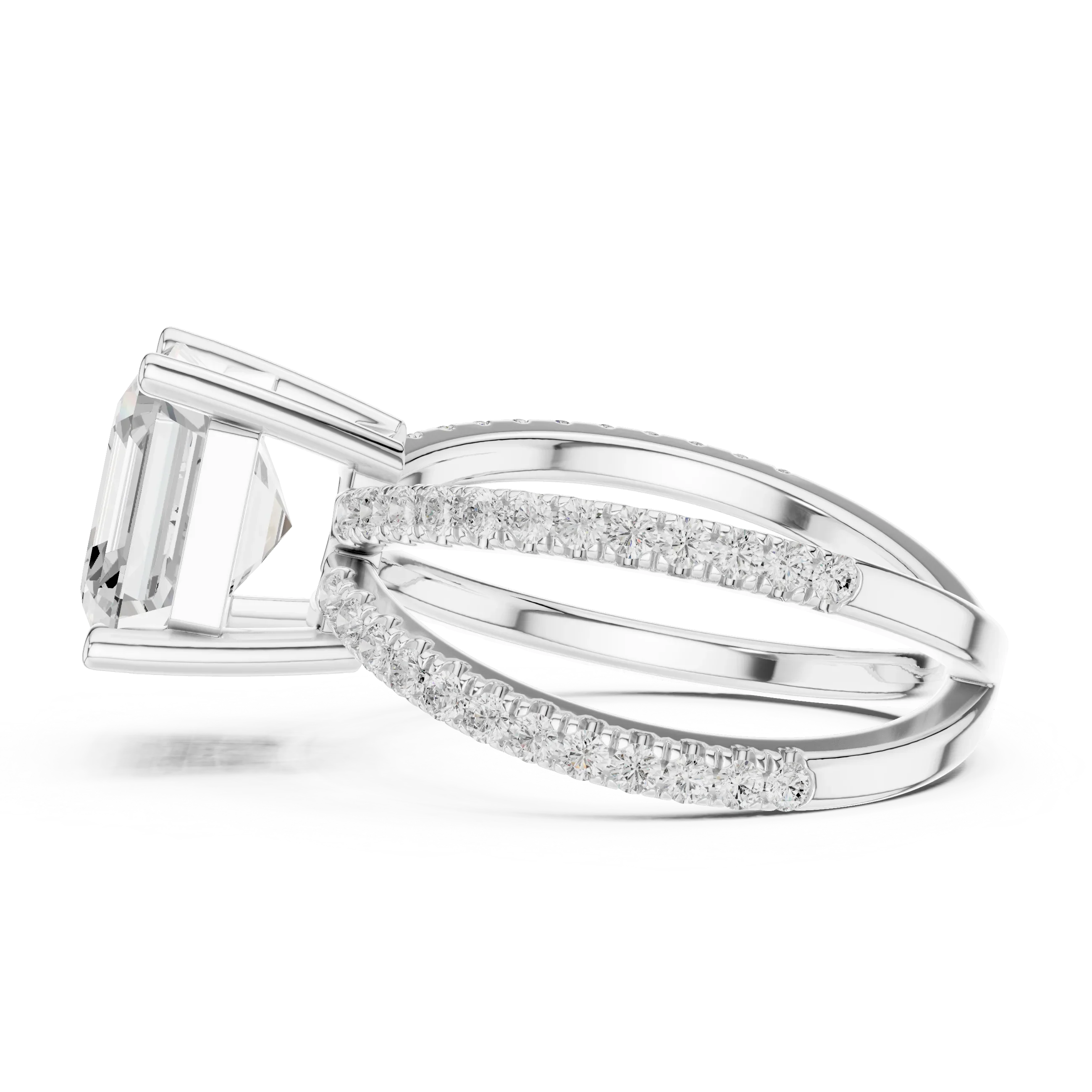 Asscher Cut Diamond Split Shank Engagement Ring