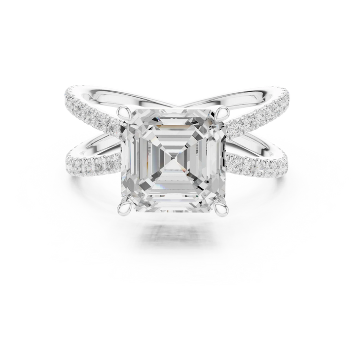 Asscher Cut Diamond Split Shank Engagement Ring