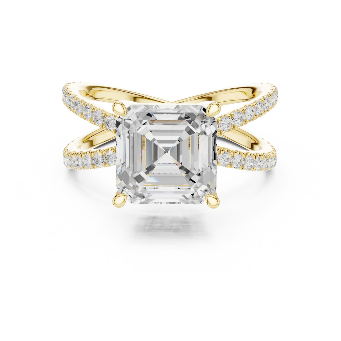 Asscher Cut Diamond Split Shank Engagement Ring