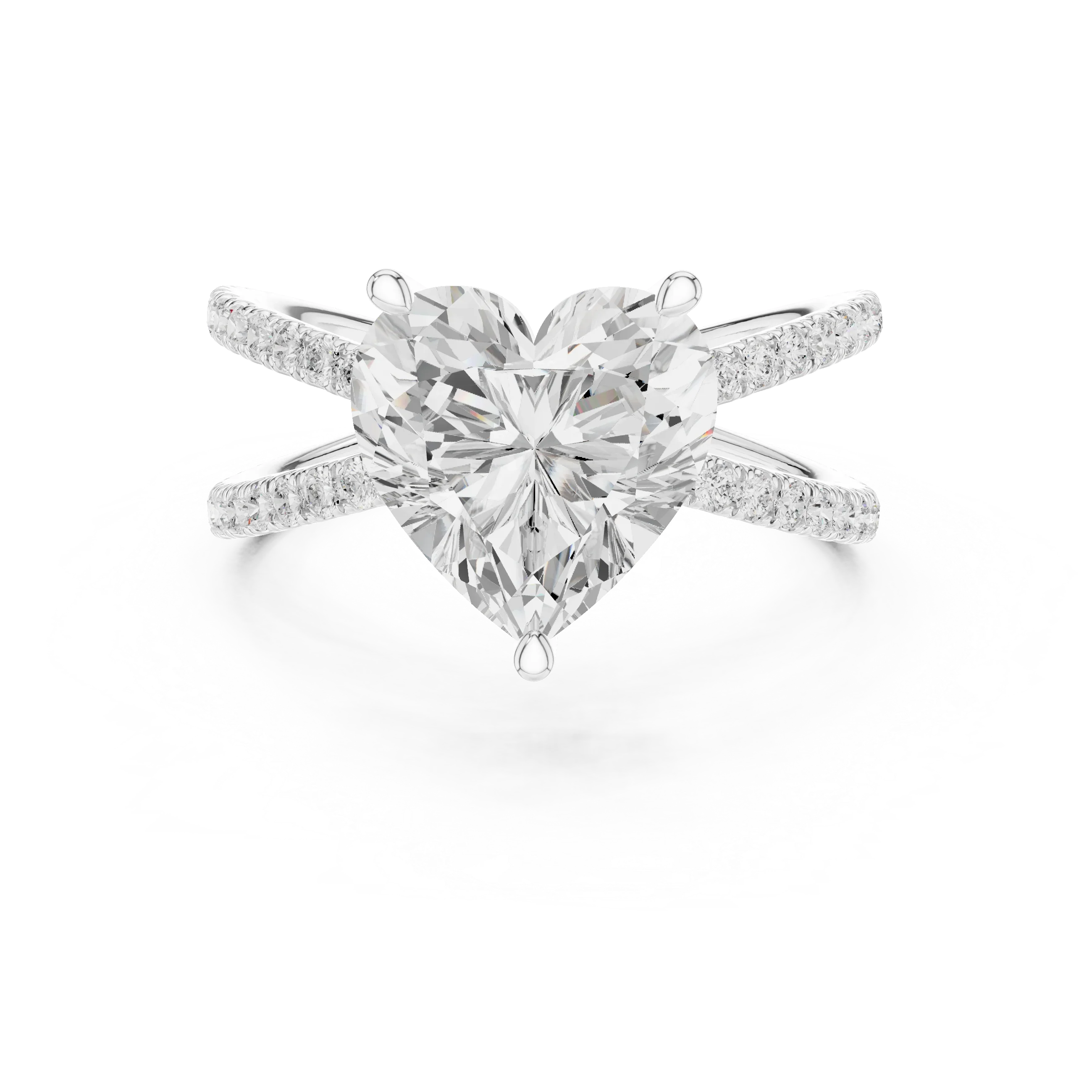 Heart Cut Diamond Split Shank Engagement Ring