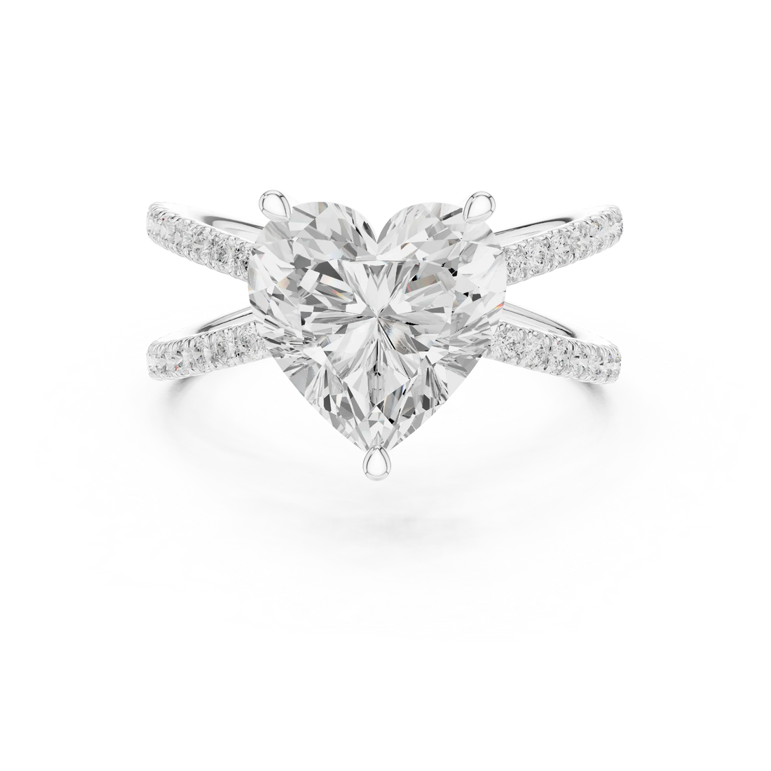 Heart Cut Diamond Split Shank Engagement Ring