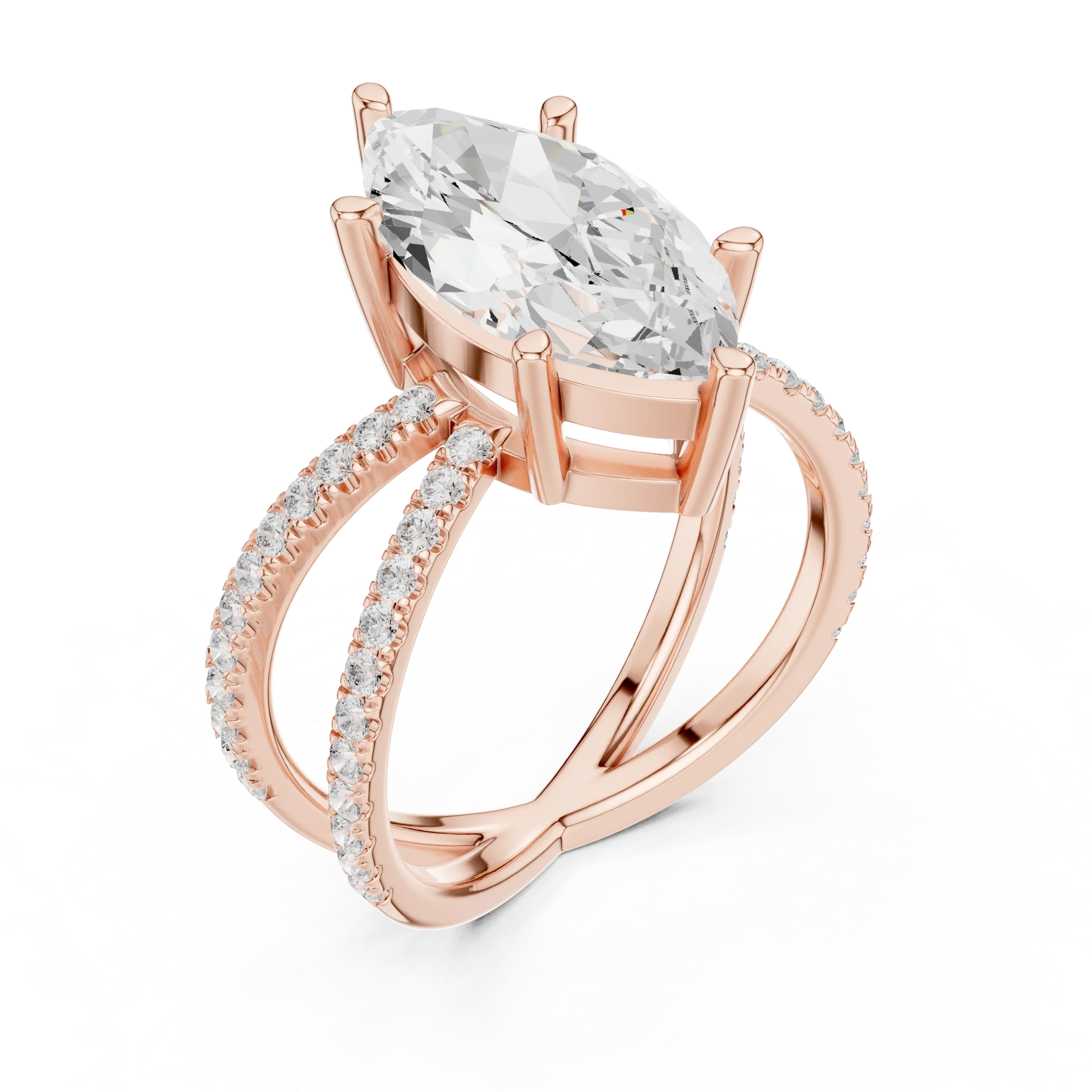 Marquise Cut Diamond Split Shank Engagement Ring