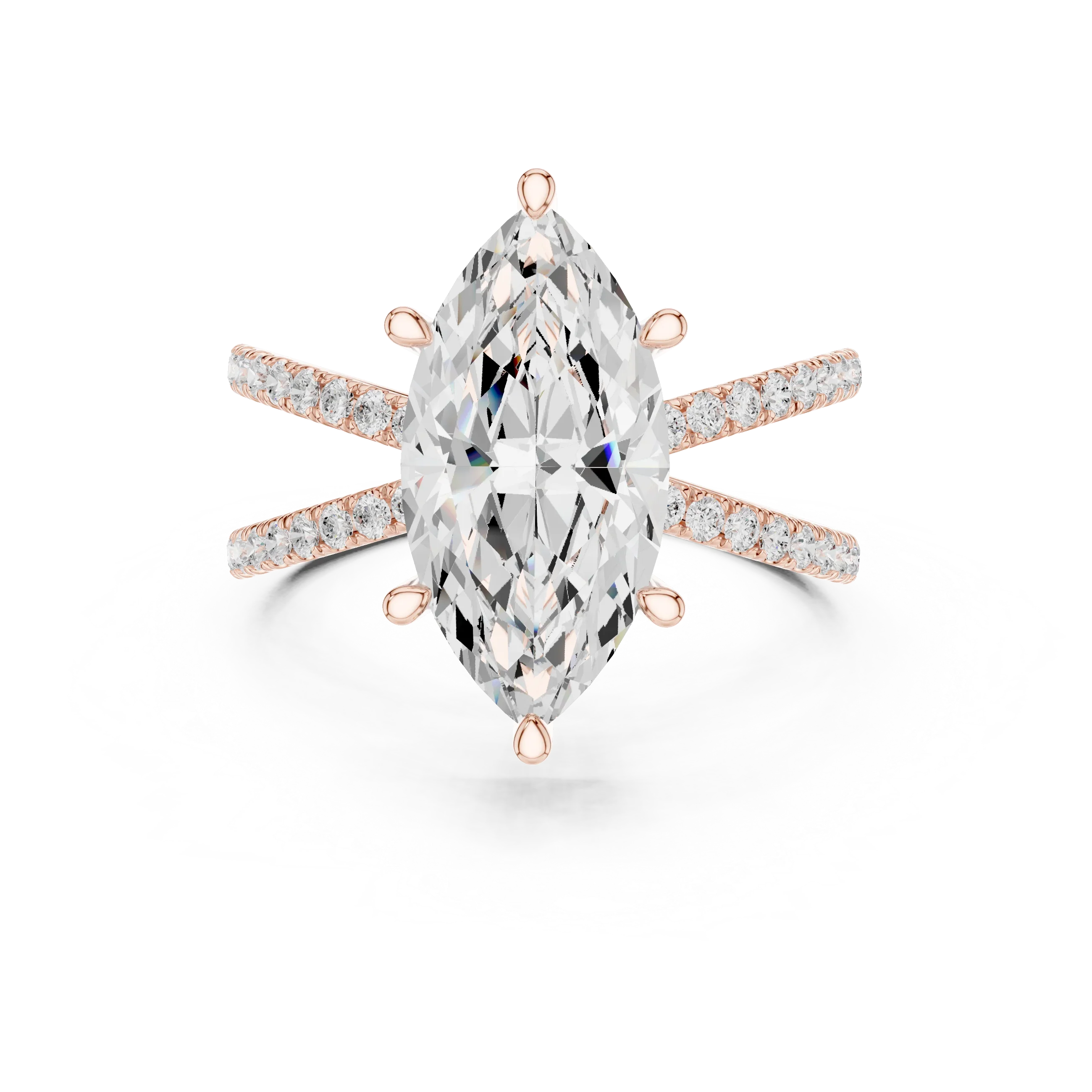 Marquise Cut Diamond Split Shank Engagement Ring