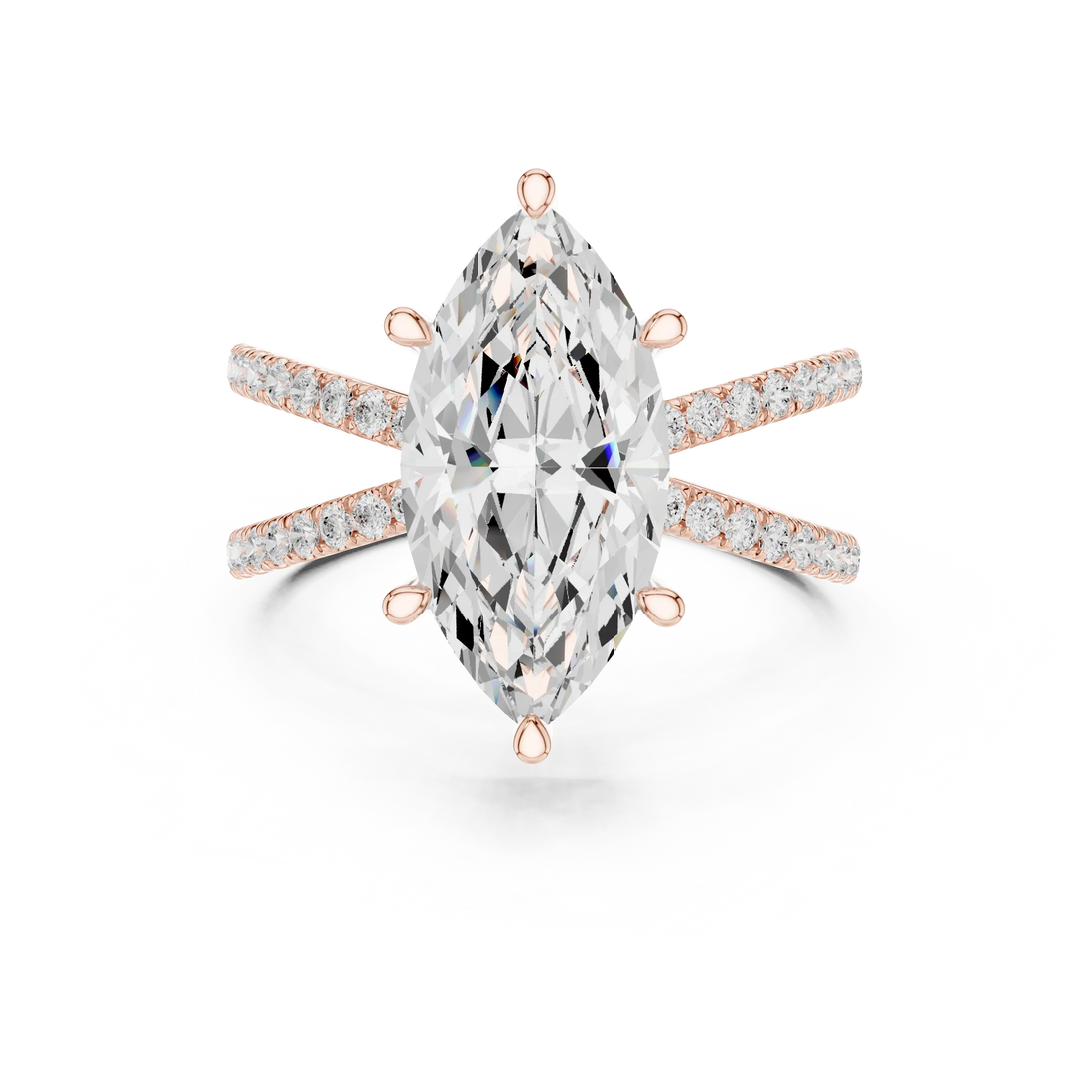 Marquise Cut Diamond Split Shank Engagement Ring