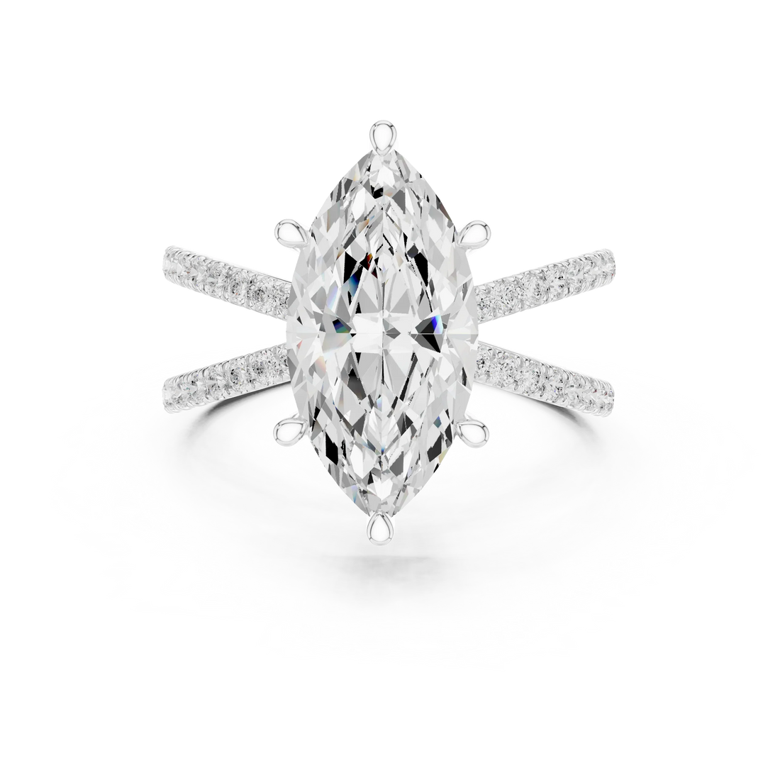 Marquise Cut Diamond Split Shank Engagement Ring