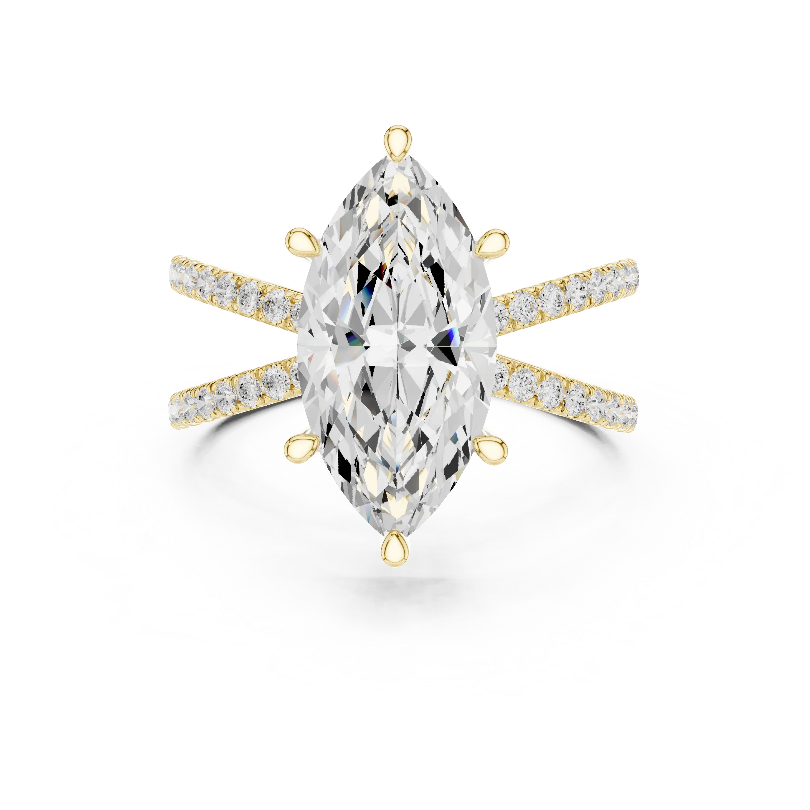 Marquise Cut Diamond Split Shank Engagement Ring