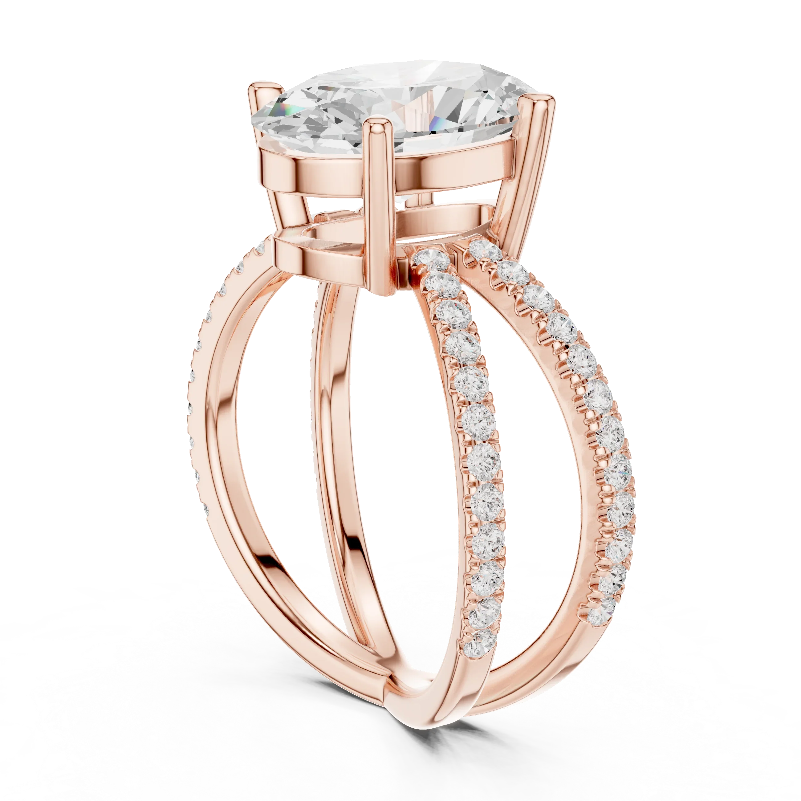 Oval Cut Diamond Split Shank Engagement Ring