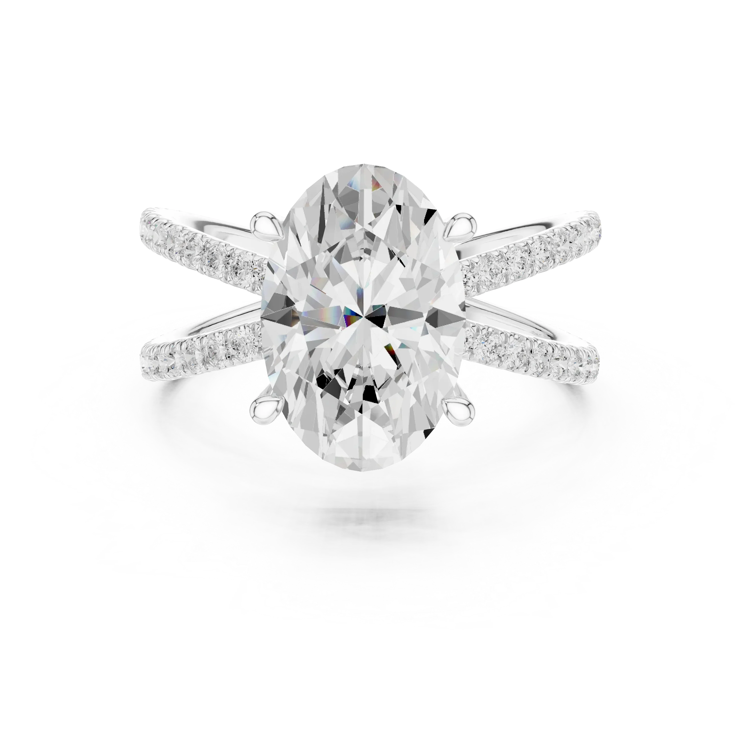 Oval Cut Diamond Split Shank Engagement Ring