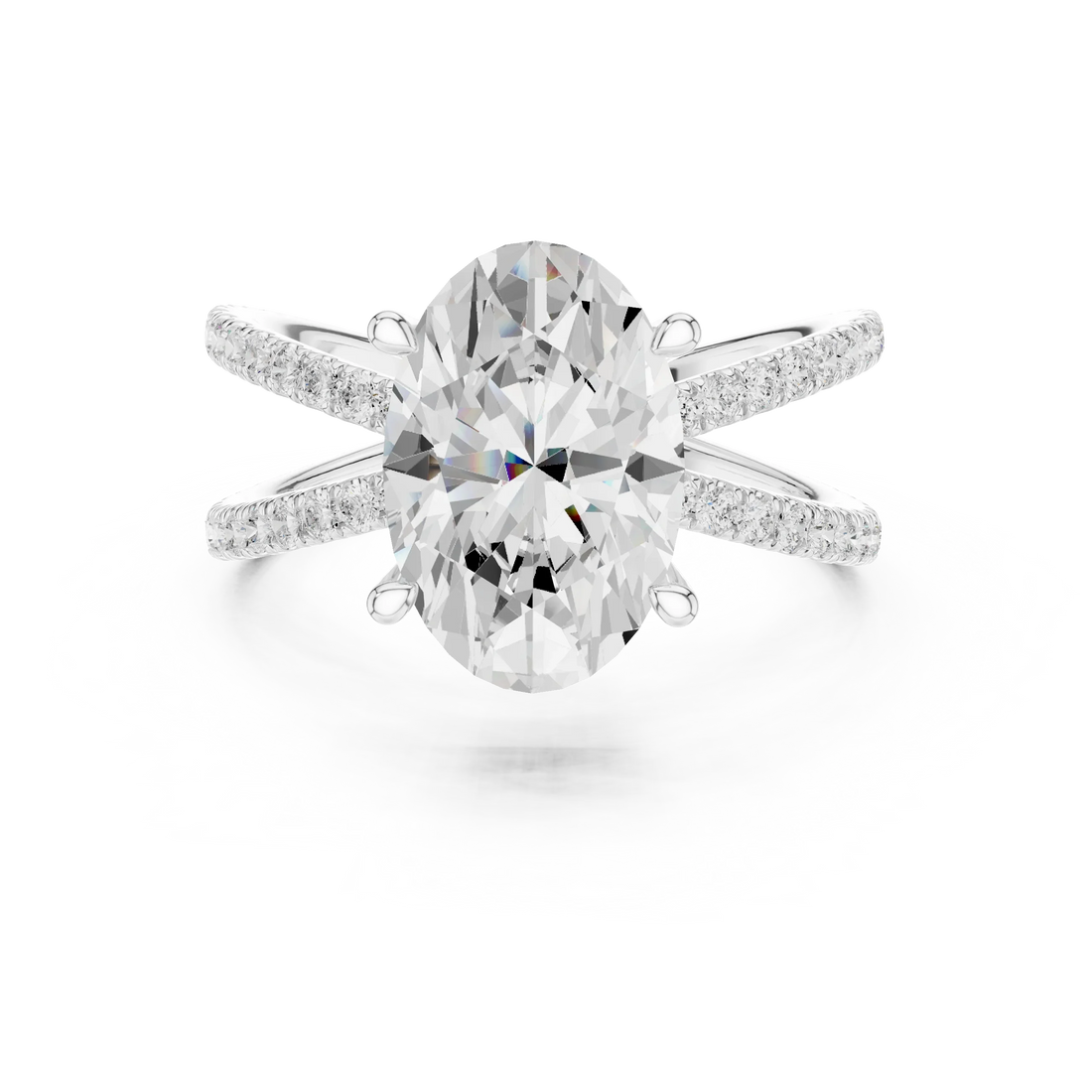 Oval Cut Diamond Split Shank Engagement Ring